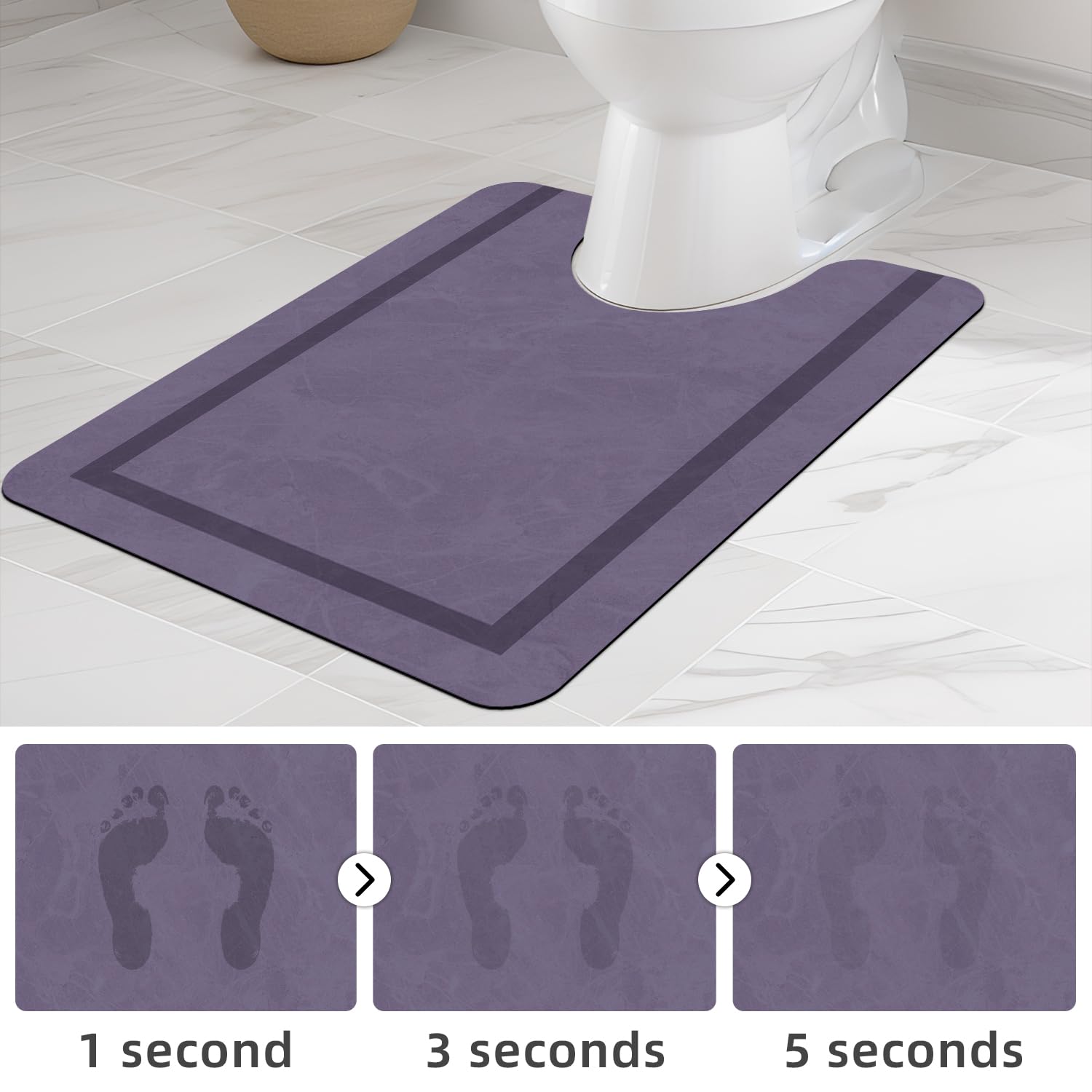 Quick Dry Bath Mat, Ultra Thin Bath Mat Non Slip Absorbent Bath Mats for Bathroom Floor Mat Fit Under Door for Bathroom Mat, (Grey, 24"x16")