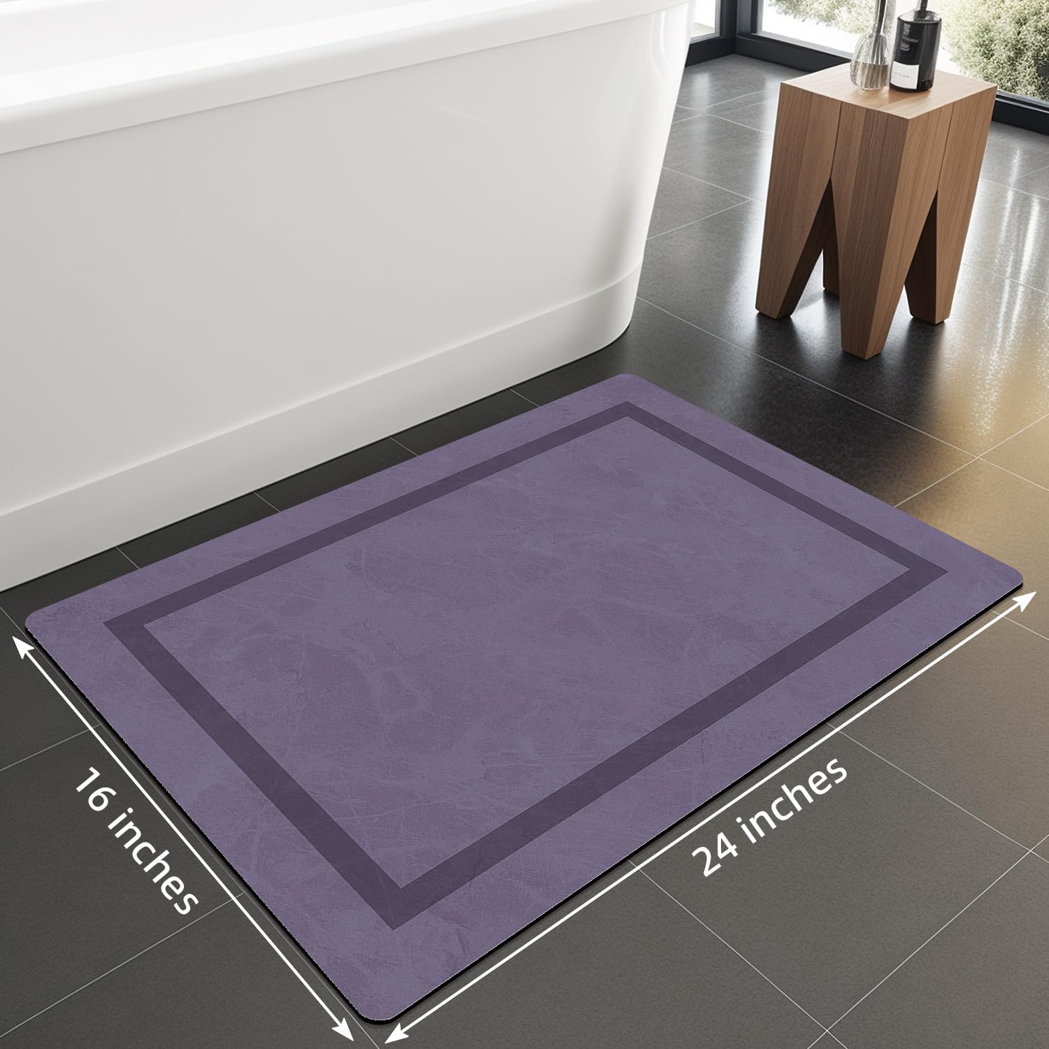 Quick Dry Bath Mat, Ultra Thin Bath Mat Non Slip Absorbent Bath Mats for Bathroom Floor Mat Fit Under Door for Bathroom Mat, (Grey, 24"x16")