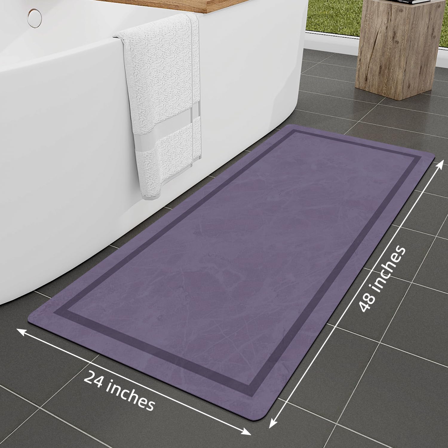 Quick Dry Bath Mat, Ultra Thin Bath Mat Non Slip Absorbent Bath Mats for Bathroom Floor Mat Fit Under Door for Bathroom Mat, (Grey, 24"x16")