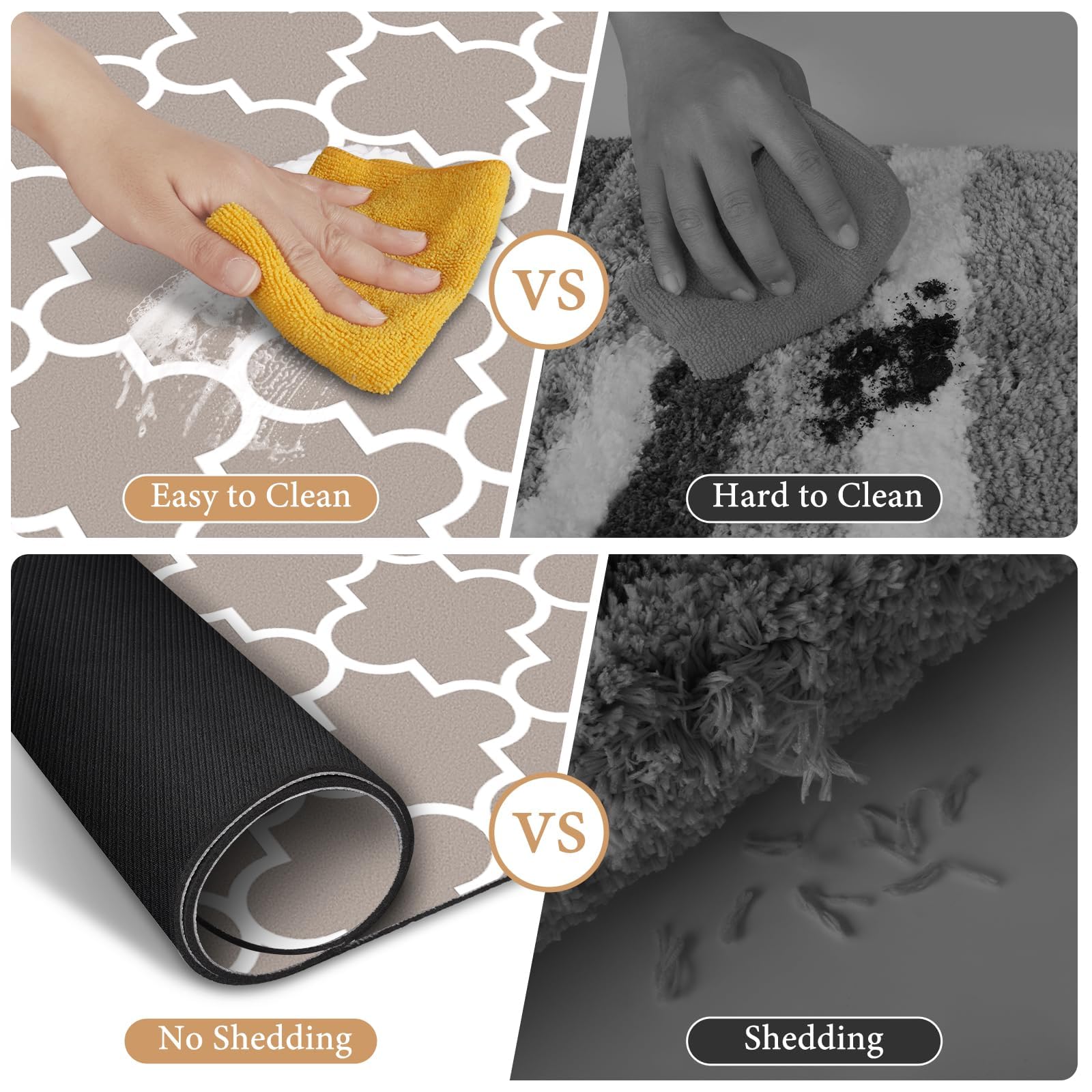 Bath Mat Super Absorbent Bathroom Rugs Anti-Slip Quick Dry Bath Rug Fits Under Door Washable Bath Rugs for Bathroom Shower Room in Front of Bathtub Sink