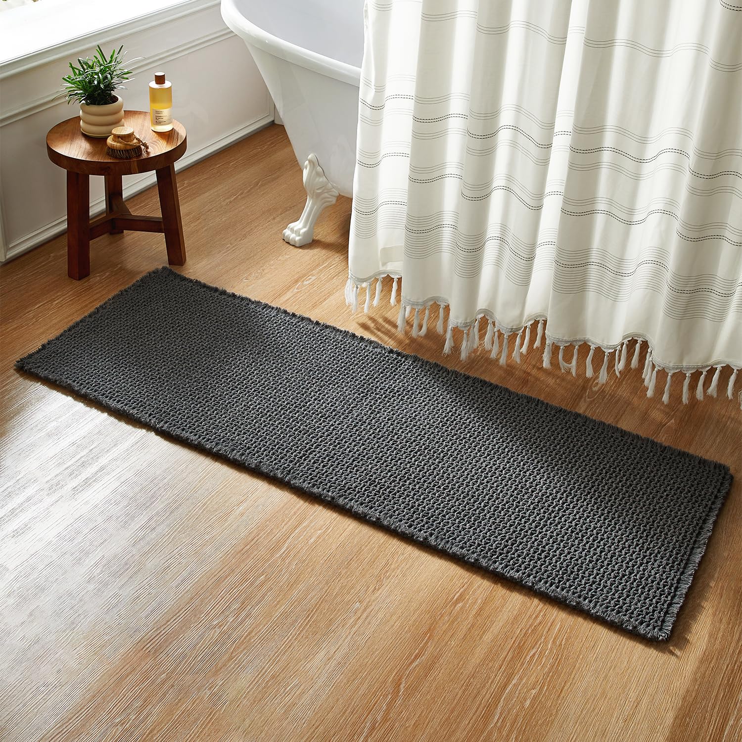 Bathroom Rugs, Super Absorbent Non Slip Bath Mat Quick Dry Bath Rugs Washable Boho Farmhouse Bathroom Rugs for Bathroom with Non Slip Rug Pad