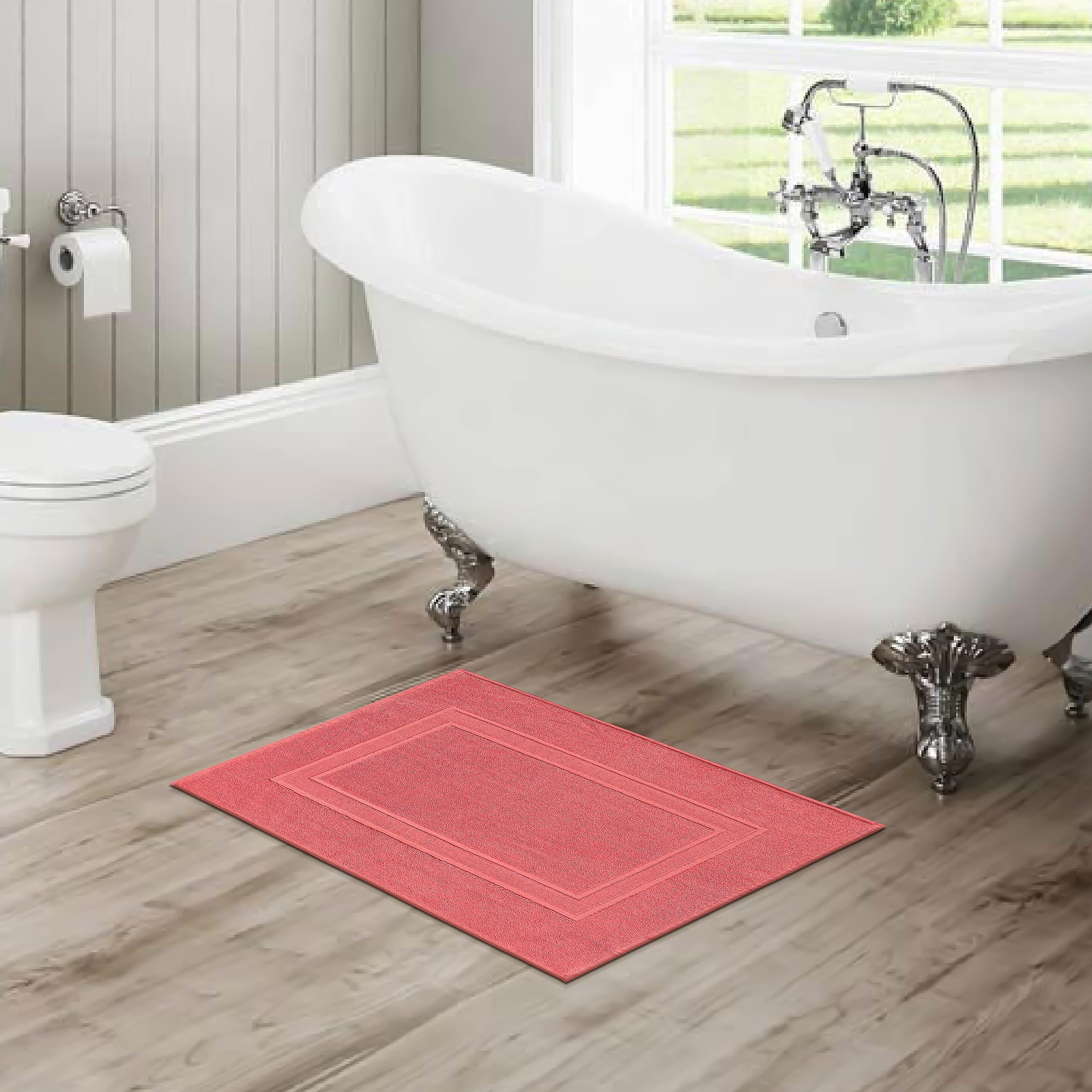 Premium Cotton 20x32 inch 2-Pack Bath Mats - 100% Ringspun Cotton - Luxury Hotel & Spa Quality - 800 GSM - Durable Soft Highly Absorbent - Machine Washable