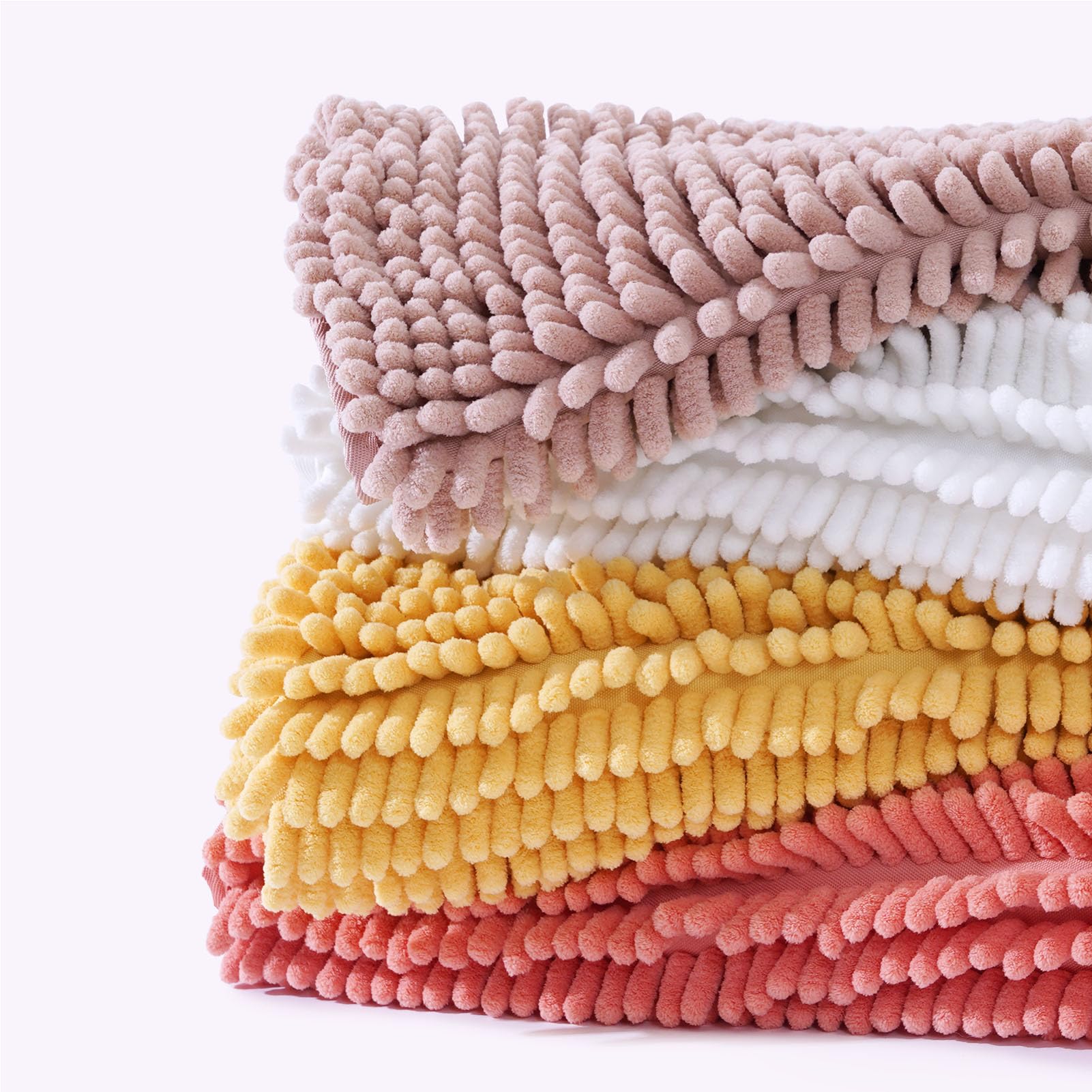 改FRESHMINT Chenille Bathroom Rugs Mat 24"x17", Non-Slip Bath Mat for Bathroom Floor &amp; Bathtub, Washable Soft Shower Shag Bath Rugs, Fluffy Thick Water Absorbent Microfiber Shower Mat, Dusty Pink