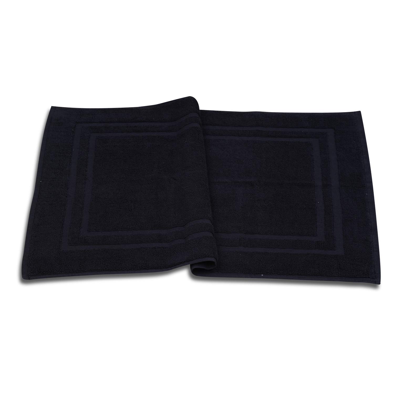 改GOLD TEXTILES Premium Bath Mat Set for Tub Shower - 2 Pack | 22x34 inches | Black [ Not a Bathroom Rug] - 100% Ring Spun Cotton - Highly Absorbent &amp; Non Slip Bath Mat Towel - Machine Washable