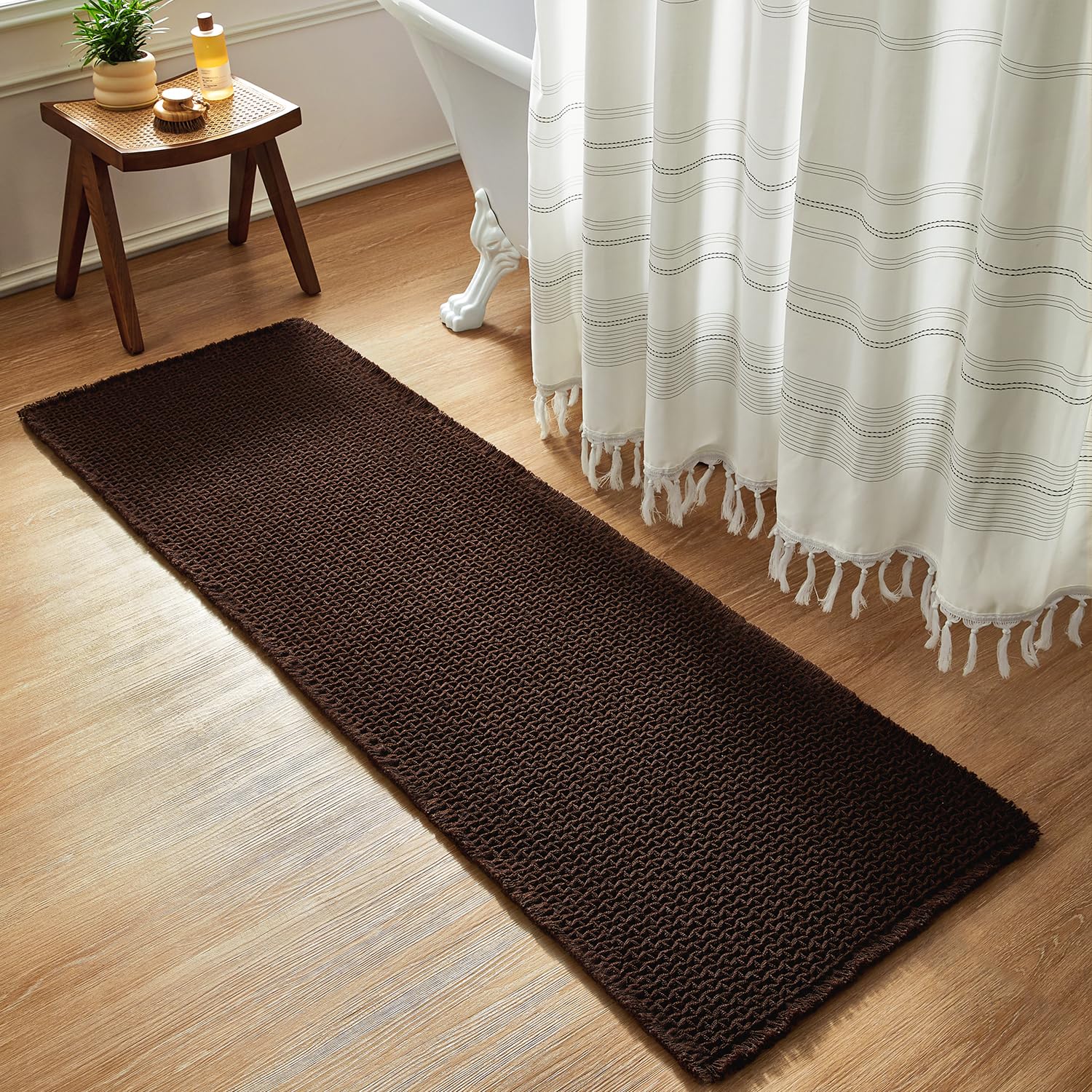 Bathroom Rugs, Super Absorbent Non Slip Bath Mat Quick Dry Bath Rugs Washable Boho Farmhouse Bathroom Rugs for Bathroom with Non Slip Rug Pad