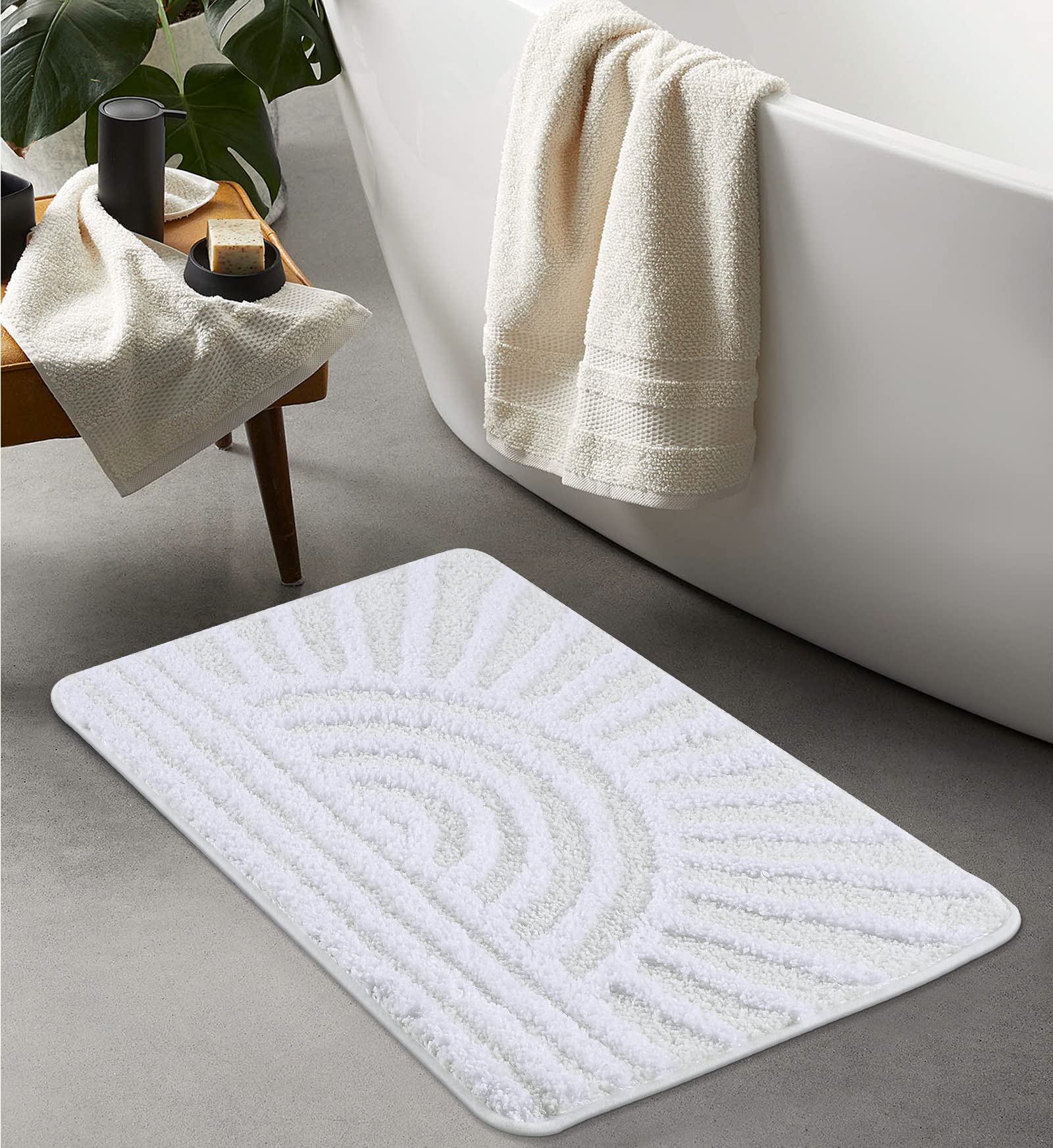 Bathroom Runner Yellow and White Sun Long Bathroom Rugs Non Slip Water Absorbent Microfiber Bath Mat Modern Minimalism Machine Washable Bath Rugs for Bathtub Sink Shower