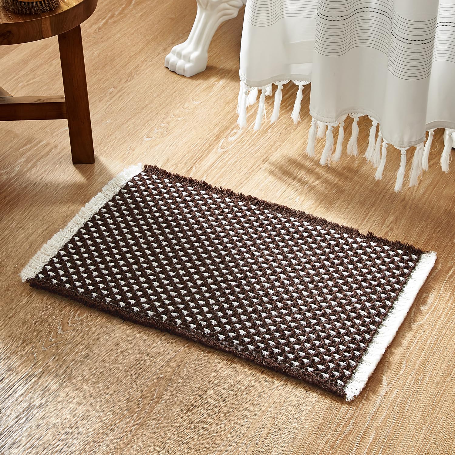 Bathroom Rugs, Super Absorbent Non Slip Bath Mat Quick Dry Bath Rugs Washable Boho Farmhouse Bathroom Rugs for Bathroom with Non Slip Rug Pad