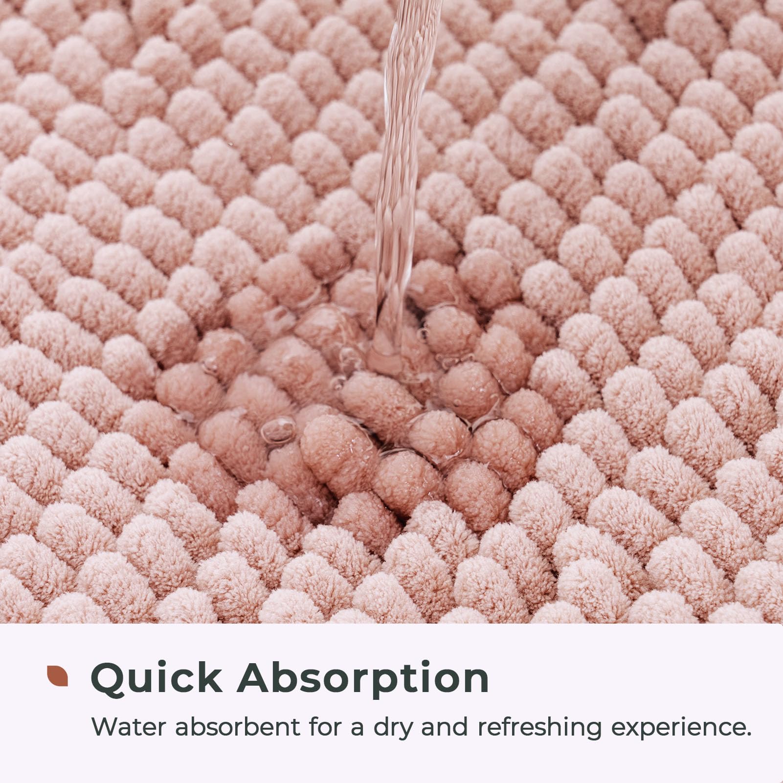 Chenille Bathroom Rugs Mat , Non-Slip Bath Mat for Bathroom Floor & Bathtub, Washable Soft Shower Shag Bath Rugs, Fluffy Thick Water Absorbent Microfiber Shower Mat, Dusty Pink