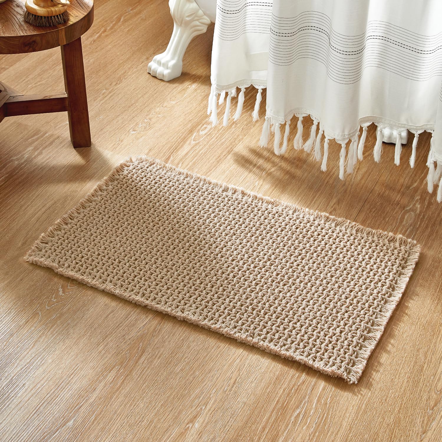 Bathroom Rugs, Super Absorbent Non Slip Bath Mat Quick Dry Bath Rugs Washable Boho Farmhouse Bathroom Rugs for Bathroom with Non Slip Rug Pad