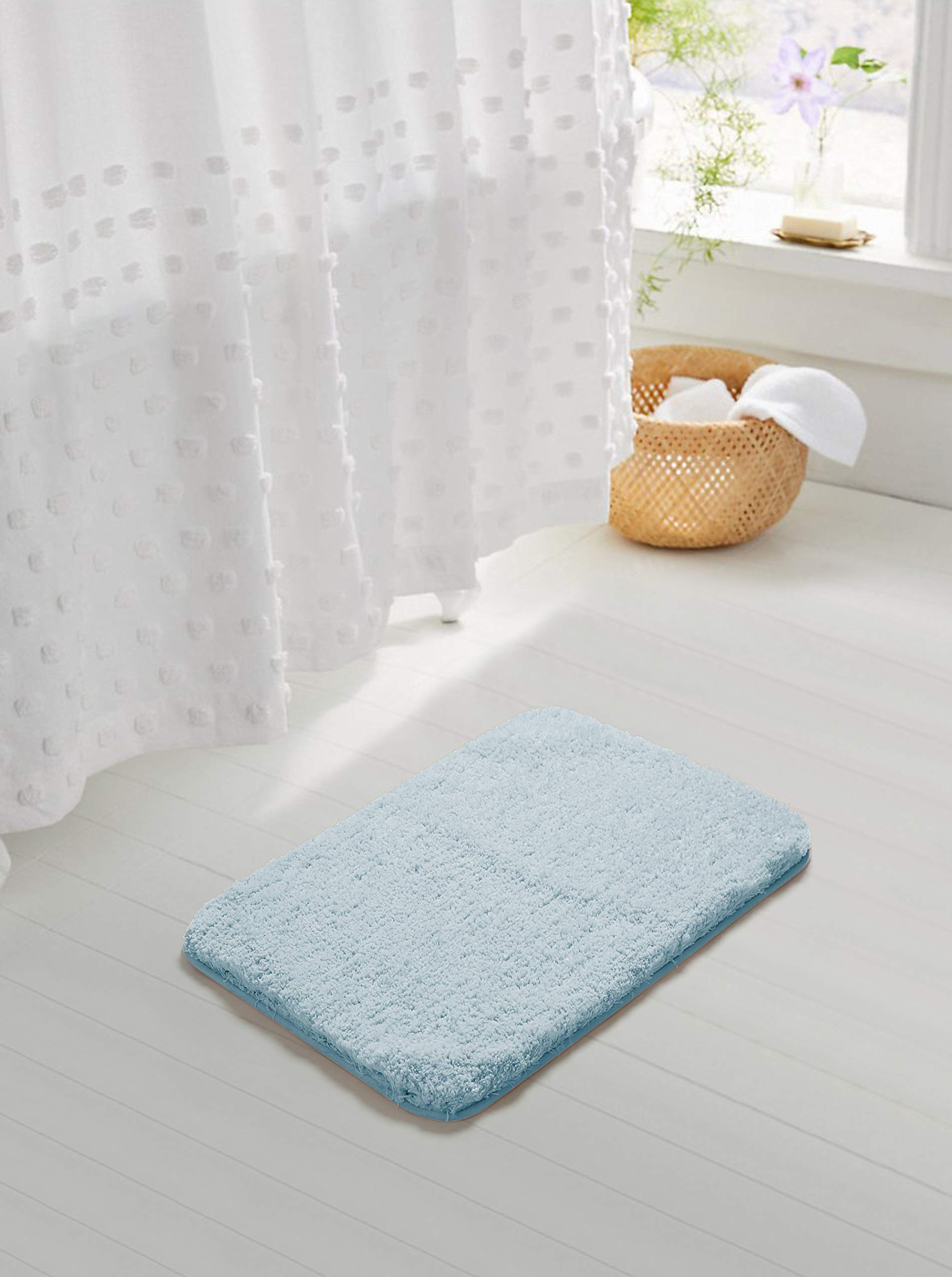 Bathroom Rug Non Slip Bath Mat for Bathroom  Water Absorbent Soft Microfiber Shaggy Bathroom Mat Machine Washable Bath Rug for Bathroom Thick Plush Rugs for Shower
