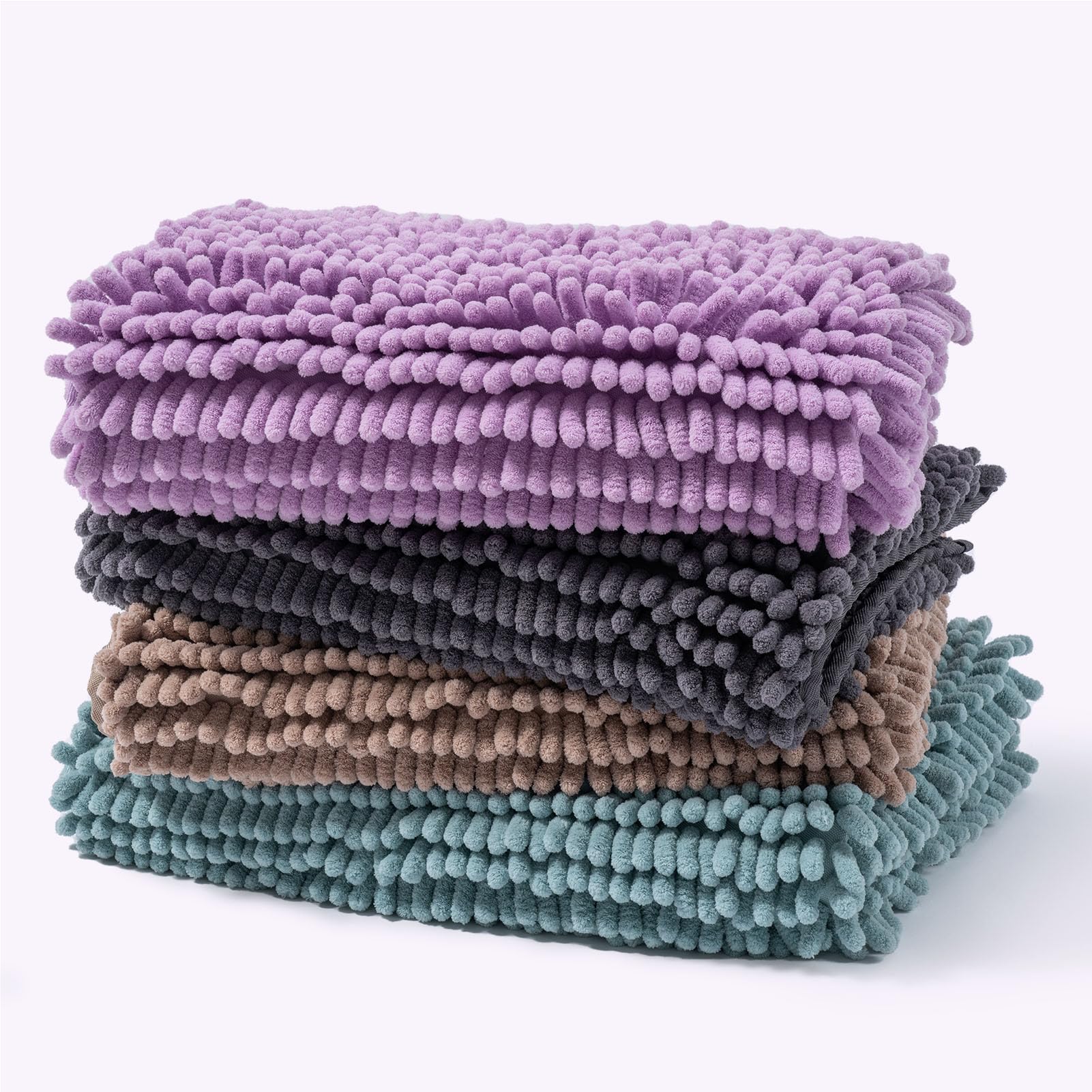 Chenille Bathroom Rugs Mat , Non-Slip Bath Mat for Bathroom Floor & Bathtub, Washable Soft Shower Shag Bath Rugs, Fluffy Thick Water Absorbent Microfiber Shower Mat, Dusty Pink