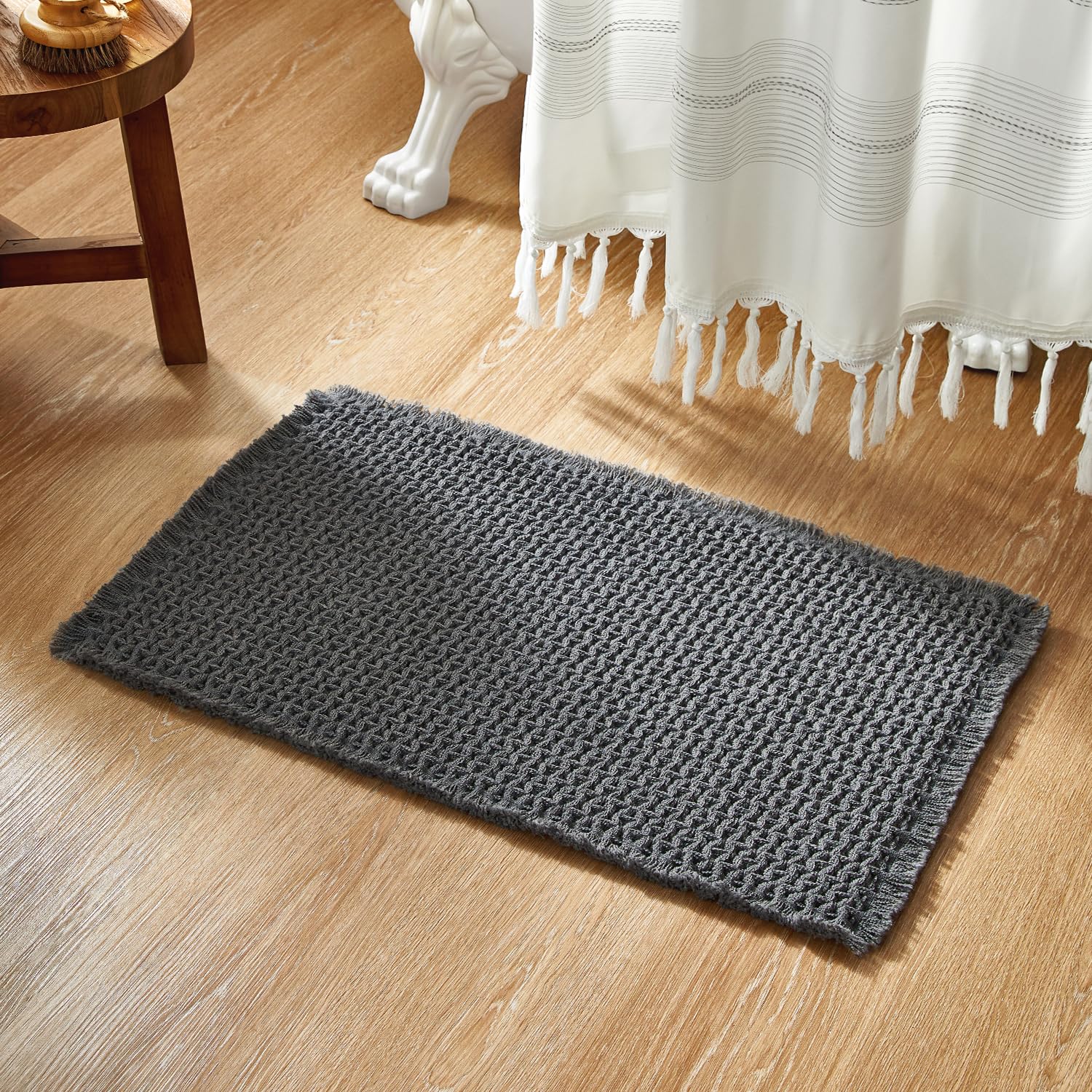 Bathroom Rugs, Super Absorbent Non Slip Bath Mat Quick Dry Bath Rugs Washable Boho Farmhouse Bathroom Rugs for Bathroom with Non Slip Rug Pad