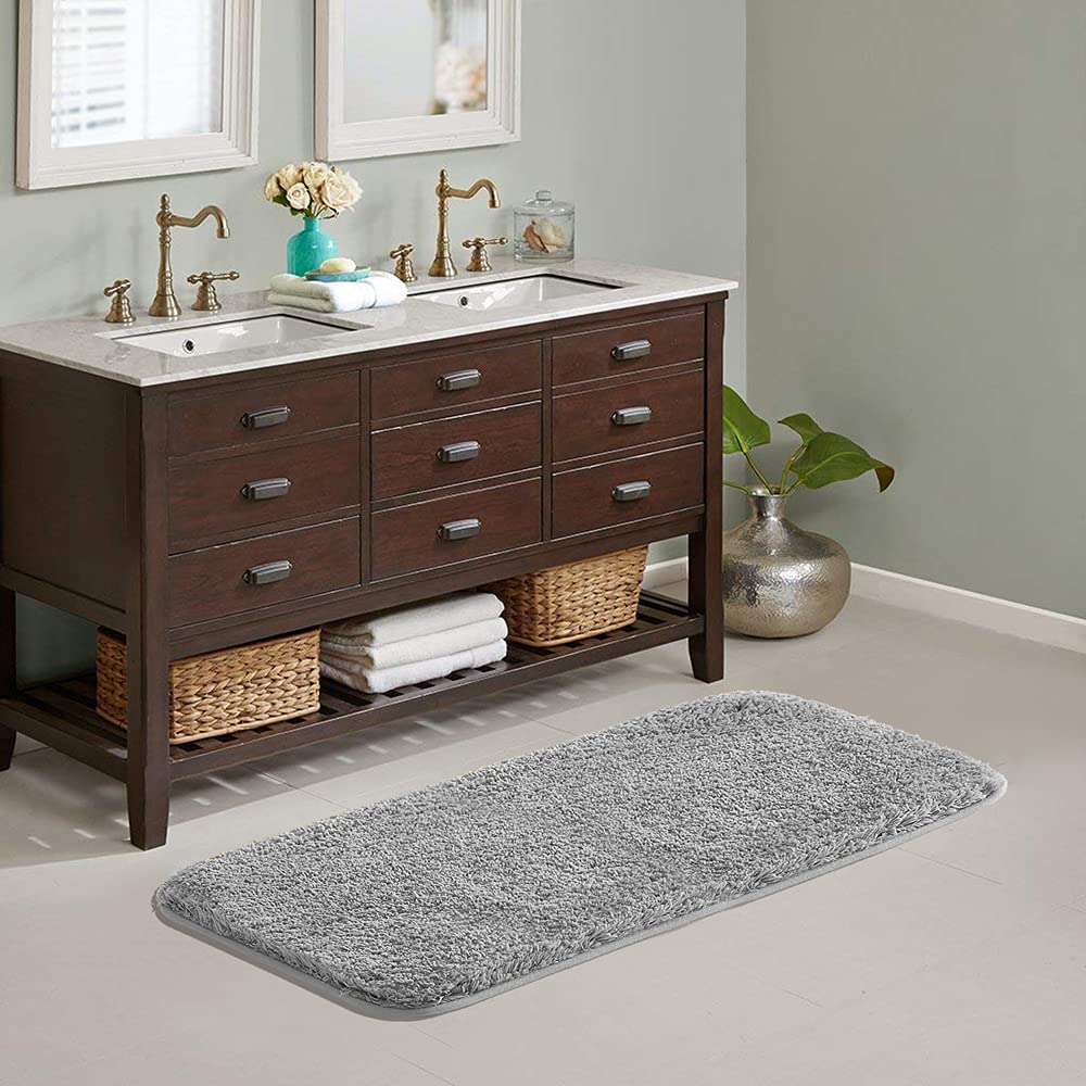 Bathroom Rug Non Slip Bath Mat for Bathroom  Water Absorbent Soft Microfiber Shaggy Bathroom Mat Machine Washable Bath Rug for Bathroom Thick Plush Rugs for Shower