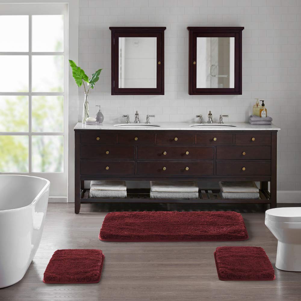 Bathroom Rug Non Slip Bath Mat for Bathroom  Water Absorbent Soft Microfiber Shaggy Bathroom Mat Machine Washable Bath Rug for Bathroom Thick Plush Rugs for Shower