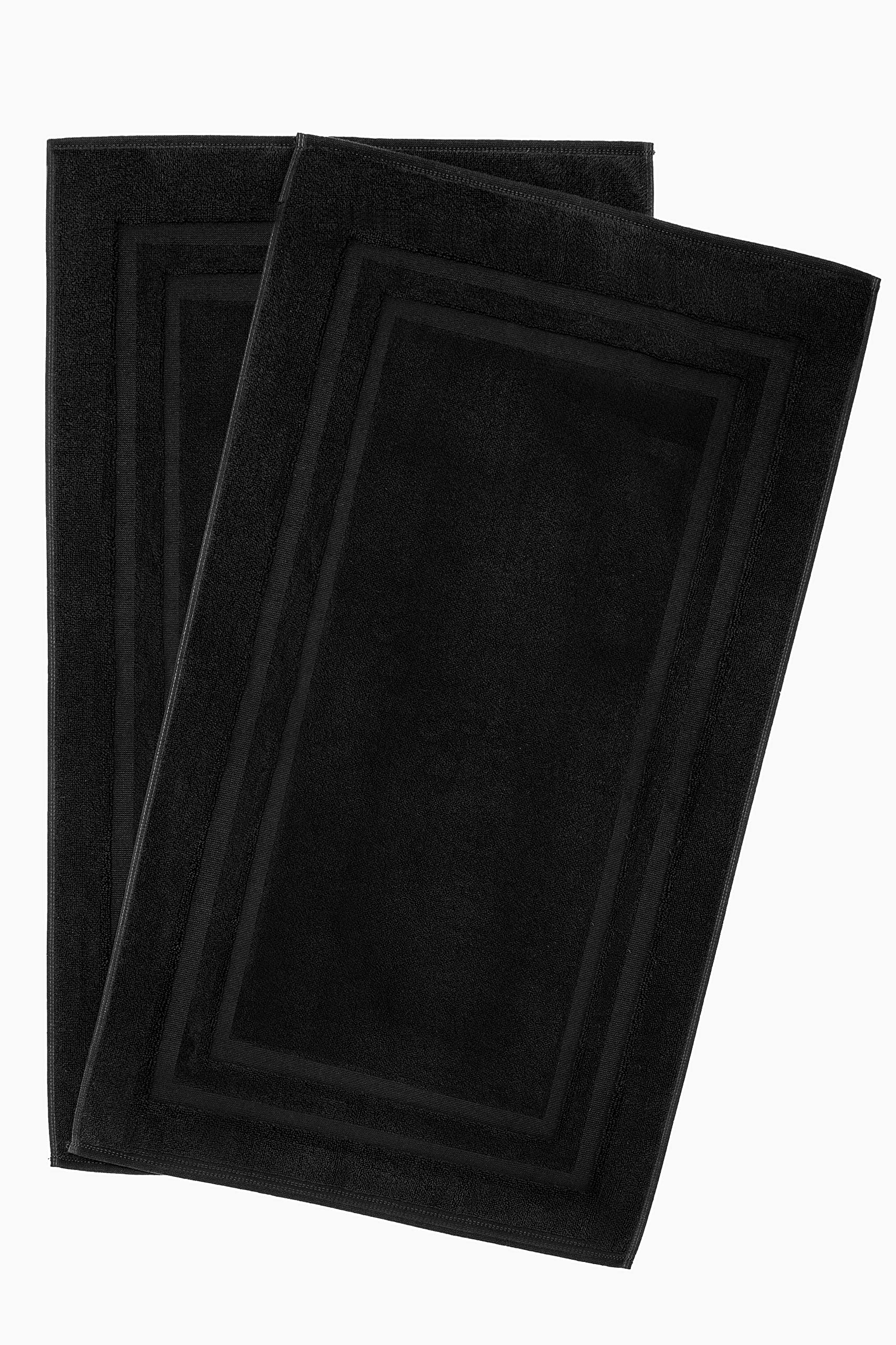 改GOLD TEXTILES Premium Bath Mat Set for Tub Shower - 2 Pack | 22x34 inches | Black [ Not a Bathroom Rug] - 100% Ring Spun Cotton - Highly Absorbent &amp; Non Slip Bath Mat Towel - Machine Washable