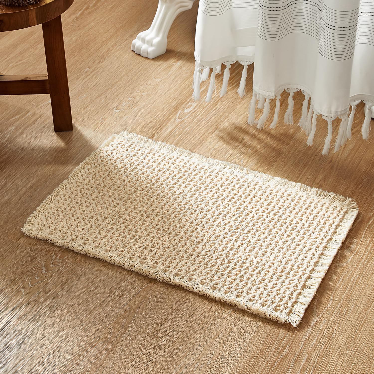 Bathroom Rugs, Super Absorbent Non Slip Bath Mat Quick Dry Bath Rugs Washable Boho Farmhouse Bathroom Rugs for Bathroom with Non Slip Rug Pad