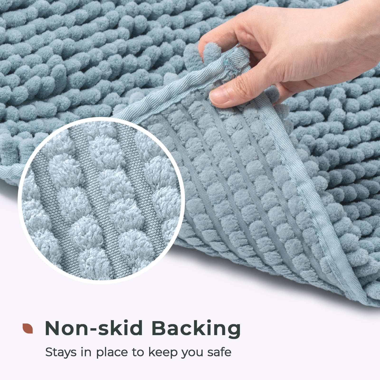 Chenille Bathroom Rugs Mat , Non-Slip Bath Mat for Bathroom Floor & Bathtub, Washable Soft Shower Shag Bath Rugs, Fluffy Thick Water Absorbent Microfiber Shower Mat, Dusty Pink