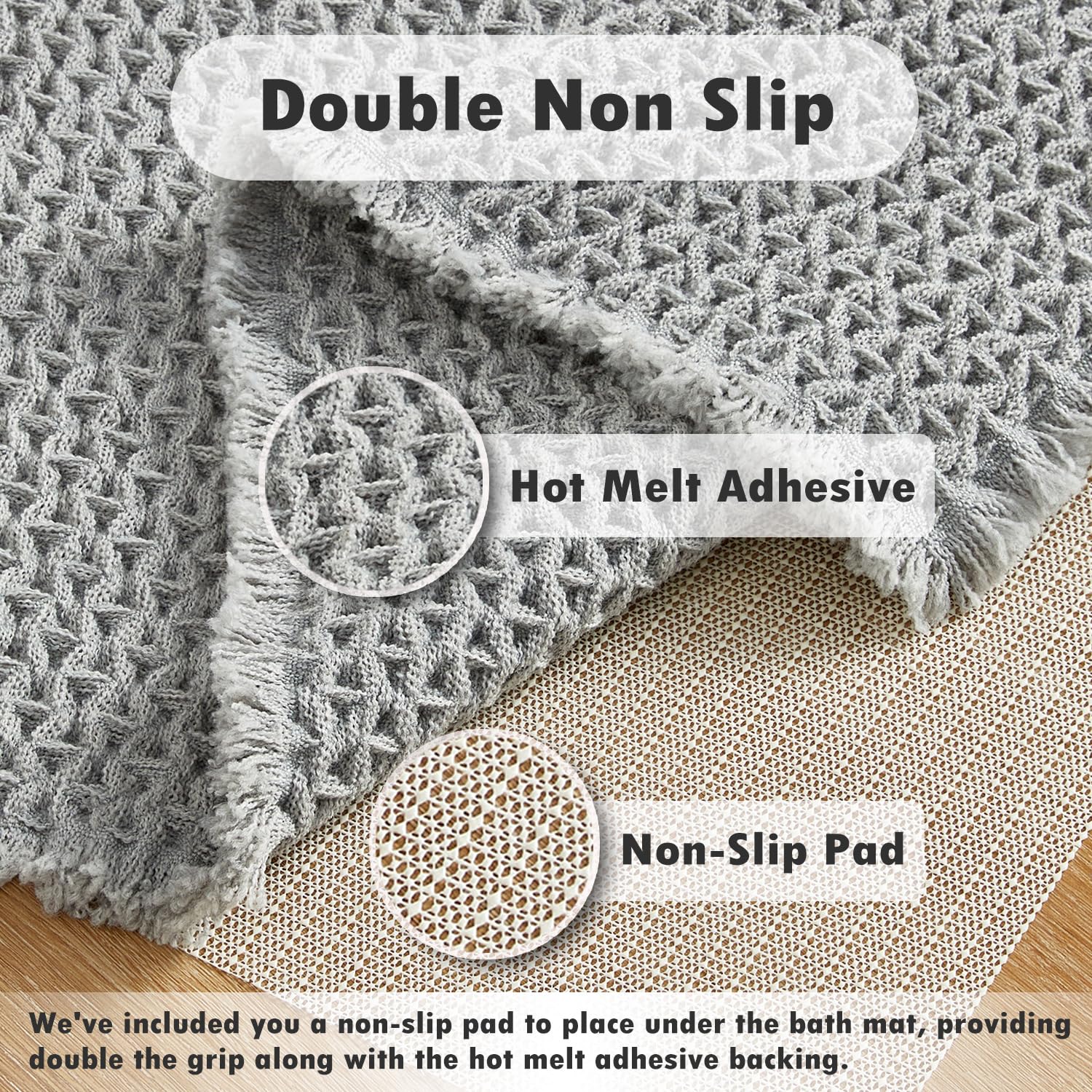 Bathroom Rugs, Super Absorbent Non Slip Bath Mat Quick Dry Bath Rugs Washable Boho Farmhouse Bathroom Rugs for Bathroom with Non Slip Rug Pad