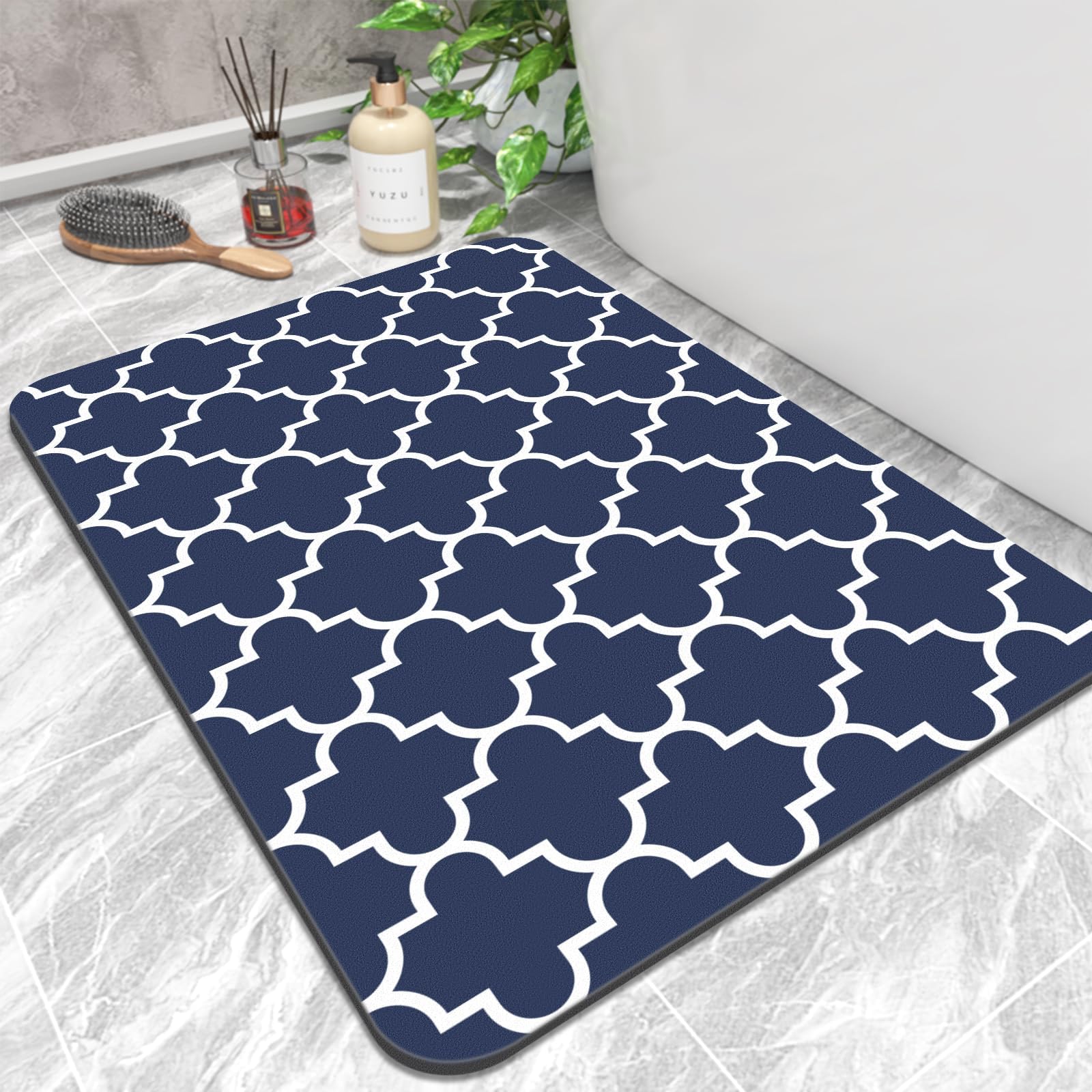 Bath Mat Super Absorbent Bathroom Rugs Anti-Slip Quick Dry Bath Rug Fits Under Door Washable Bath Rugs for Bathroom Shower Room in Front of Bathtub Sink