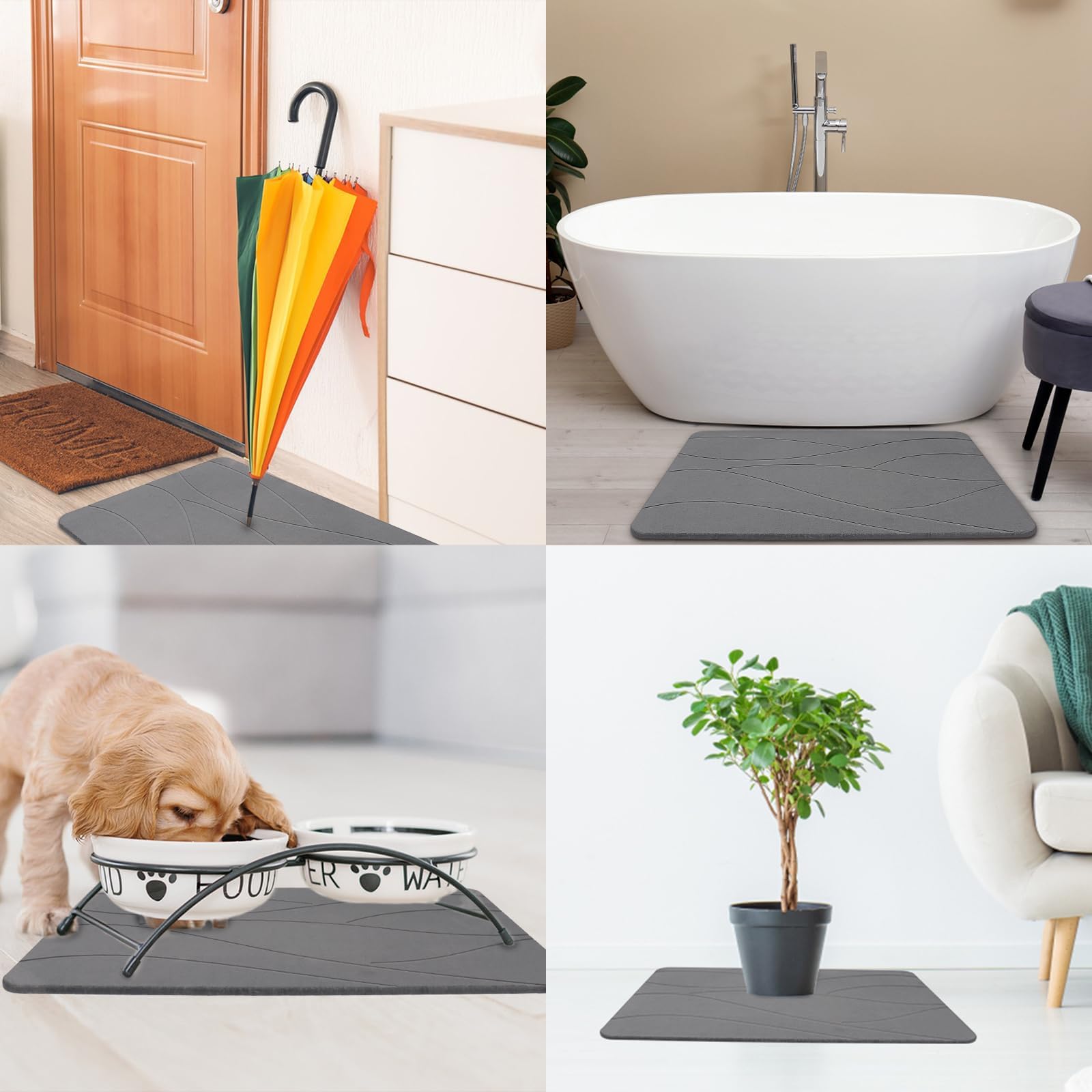 Stone Bath Mat Diatomaceous Earth Shower Mat Non Slip Quick Dry Bath Stone Mat Super Absorbent Bathroom Floor Mat for Bathroom Kitchen Counter (Off White)