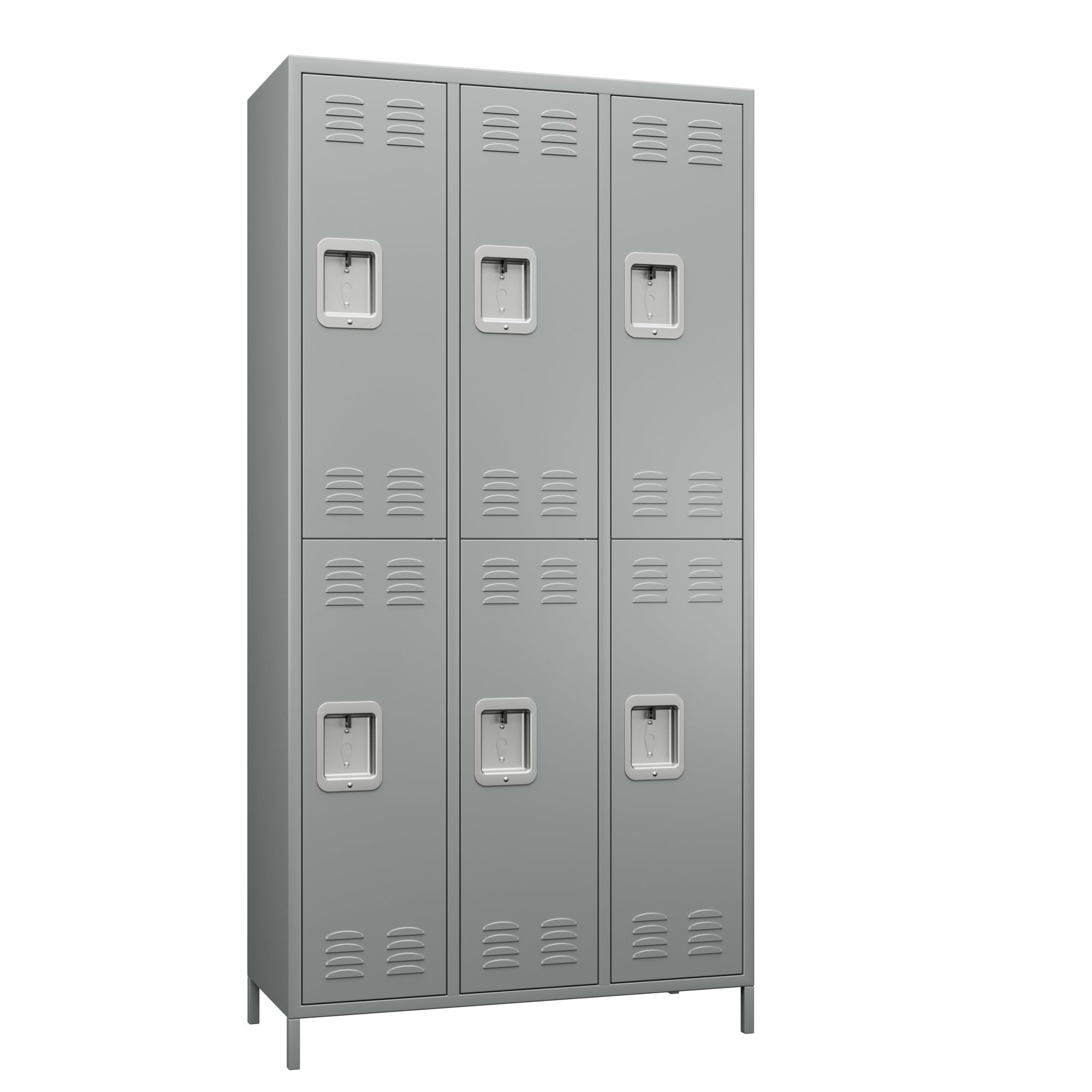 改6 Doors Storage Locker Combination with 18 Hooks,Industries Double Tier Metal Locker for School Office Gym Home Employees Staff Sundries Room W35.43*D15.7*H72(Dark Grey)