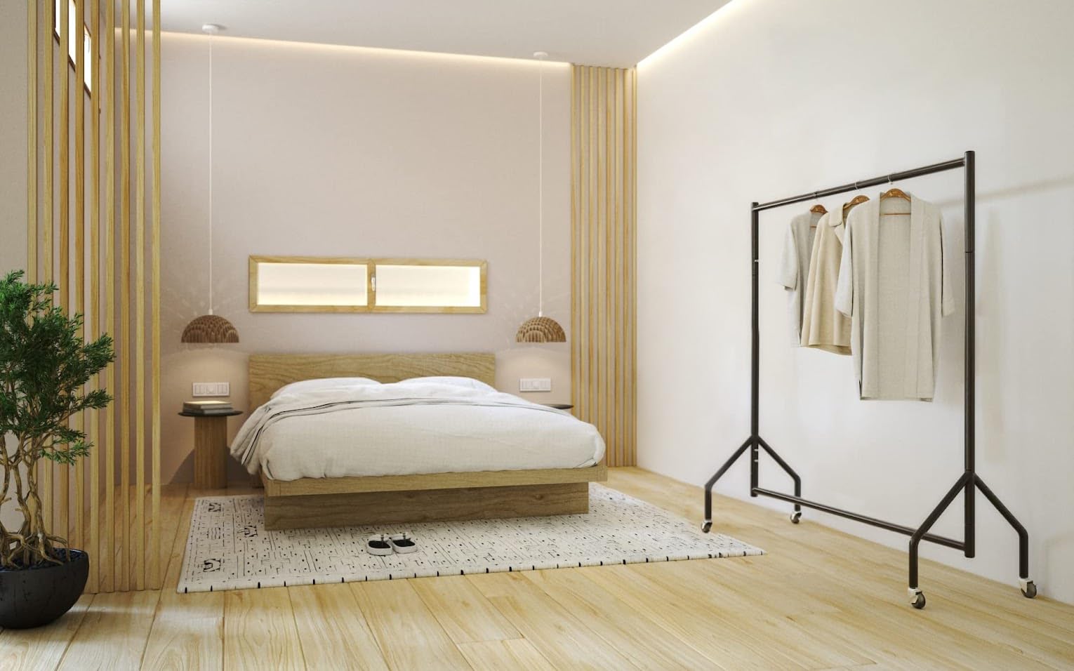 Hanging Clothes Organizer Rail for Display and Storage