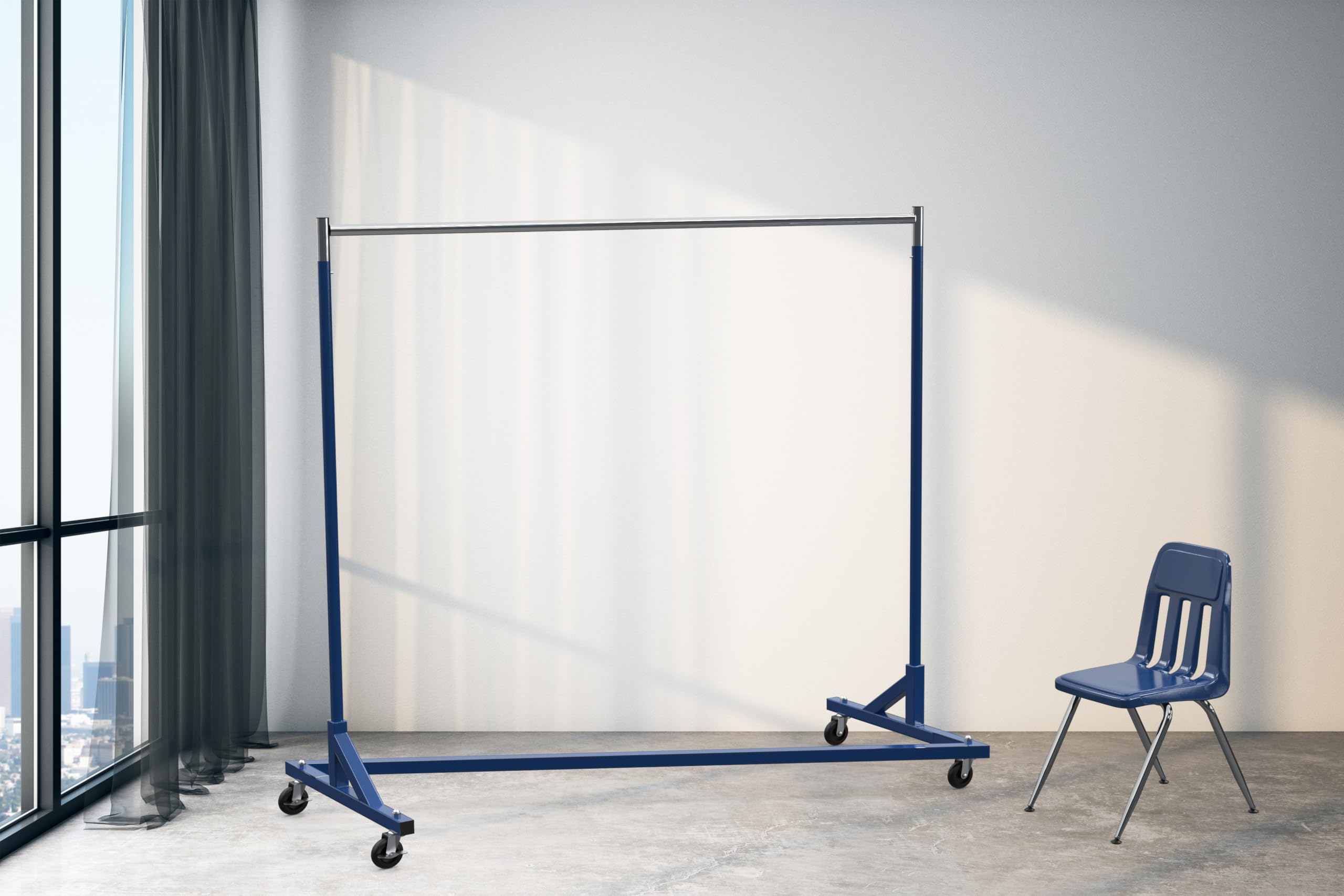 Industrial Grade Z-Base Garment Rack, 400lb Load with 62in extra long bar