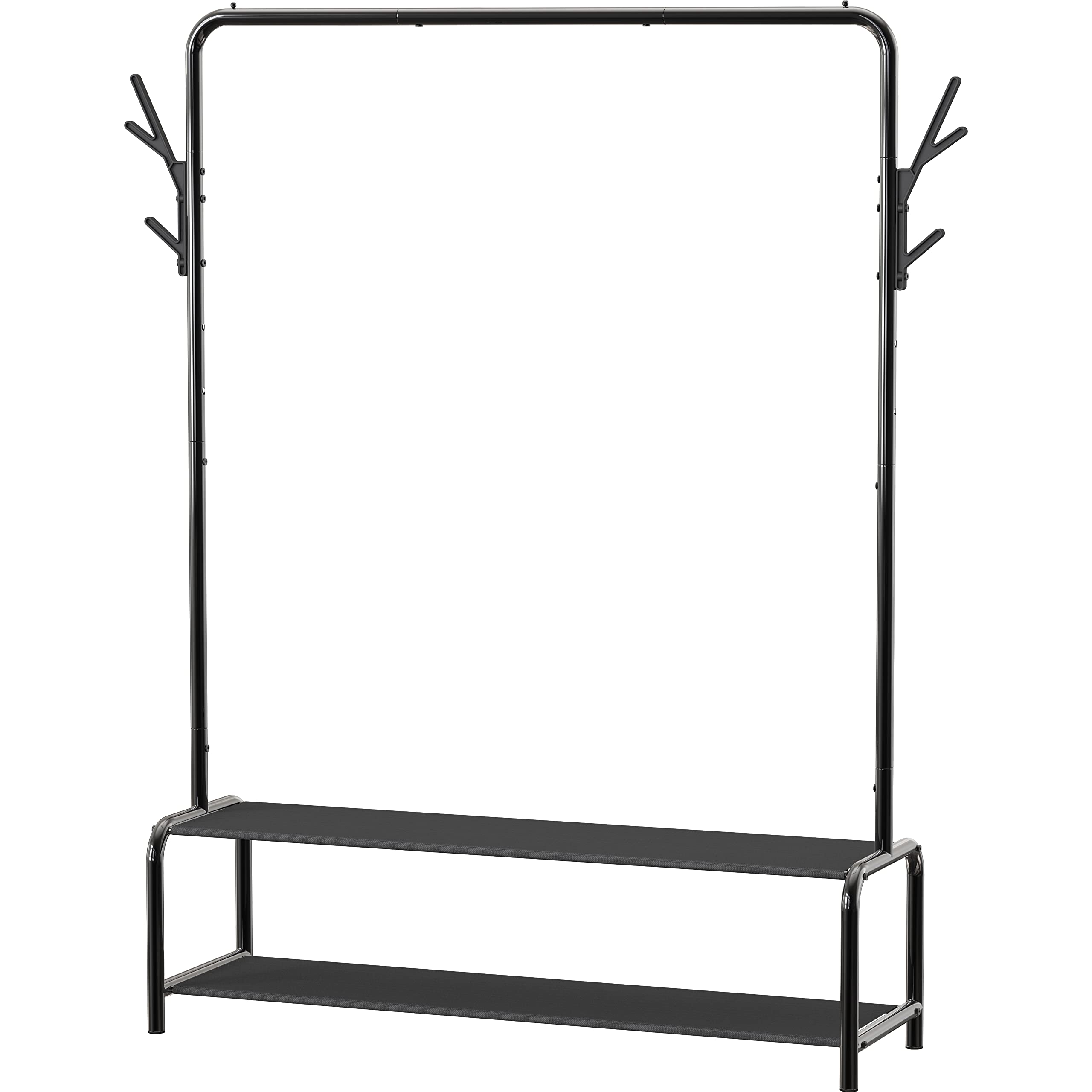 改Simple Houseware Garment Rack with Storage Shelves and Coat/Hat Hanging Hooks