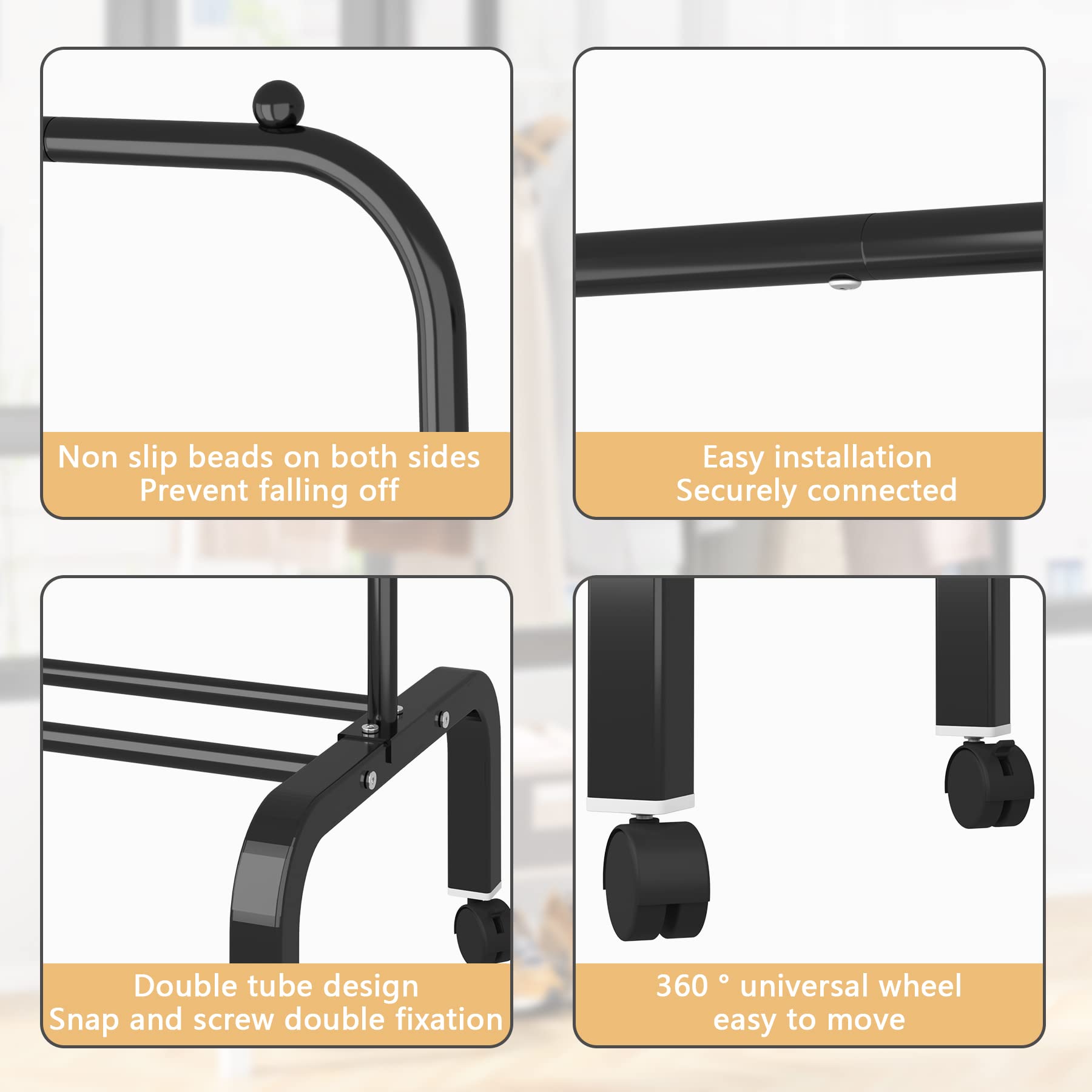 改Clothes Rack Metal Clothing Rack with Bottom Shelf Garment Rack for Hanging Clothes Shirts Jeans and Coats Black