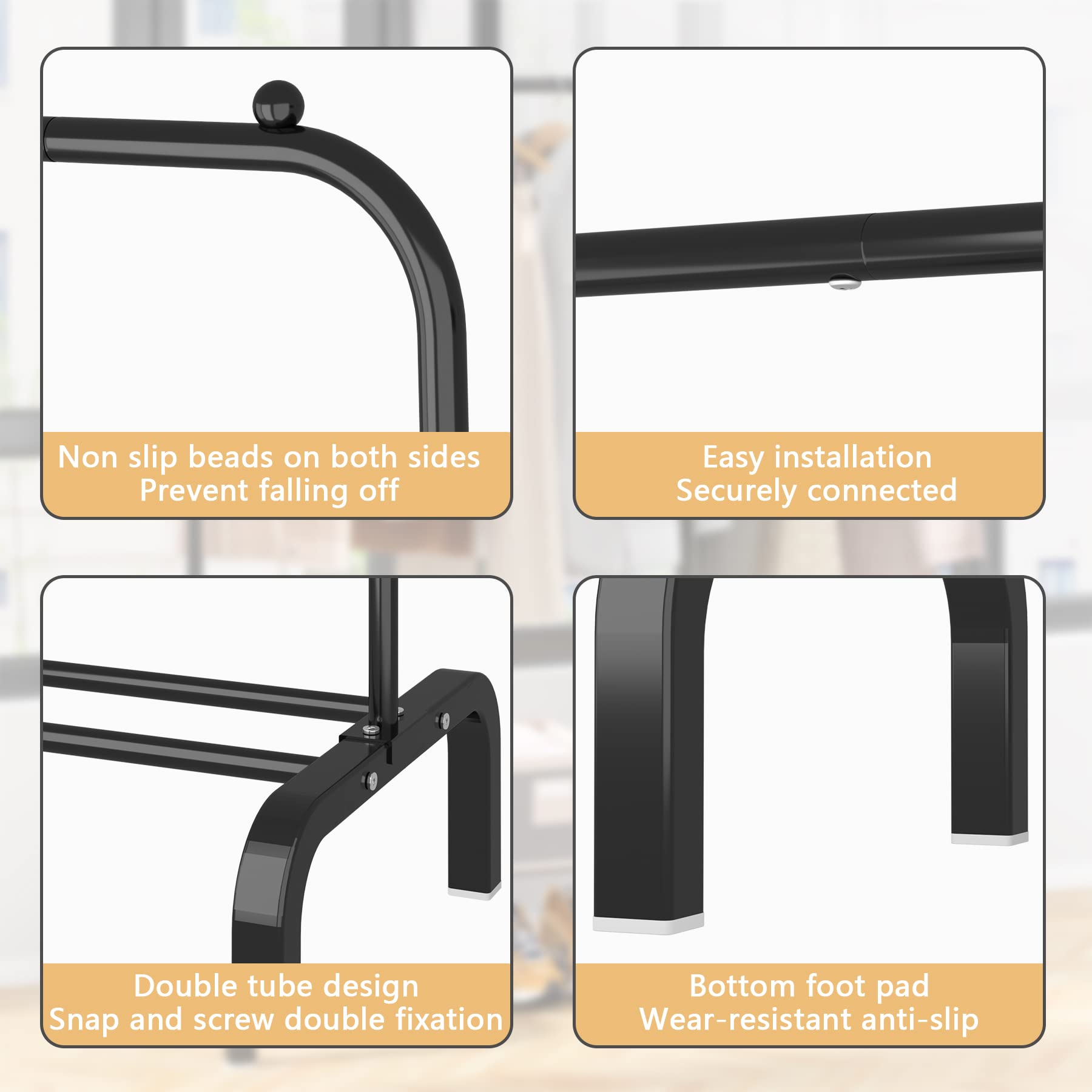 改Clothes Rack Metal Clothing Rack with Bottom Shelf Garment Rack for Hanging Clothes Shirts Jeans and Coats Black