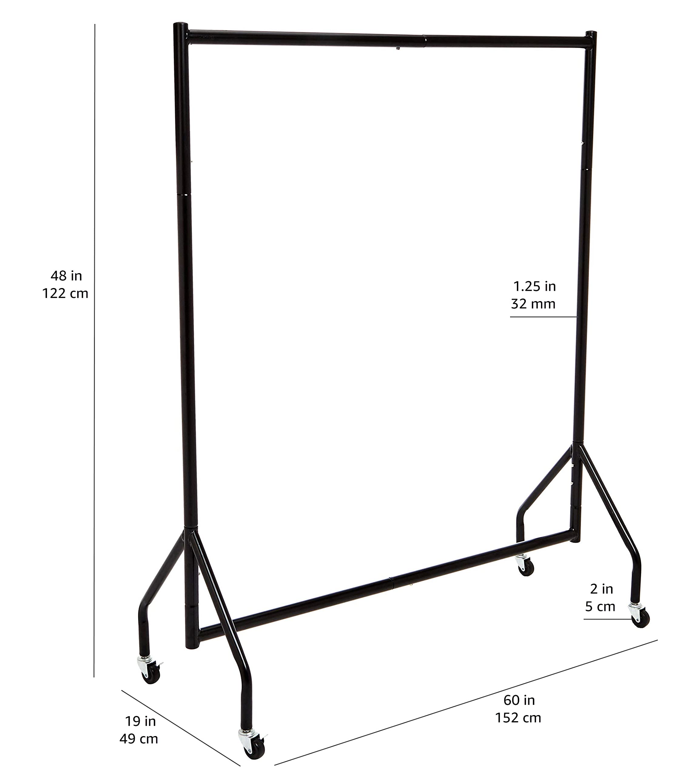 改Amazon Basics Heavy Duty Rolling Garment Rack, Hanging Clothes Organizer Rail for Display and Storage, 1.82 x 1.52 m, Black