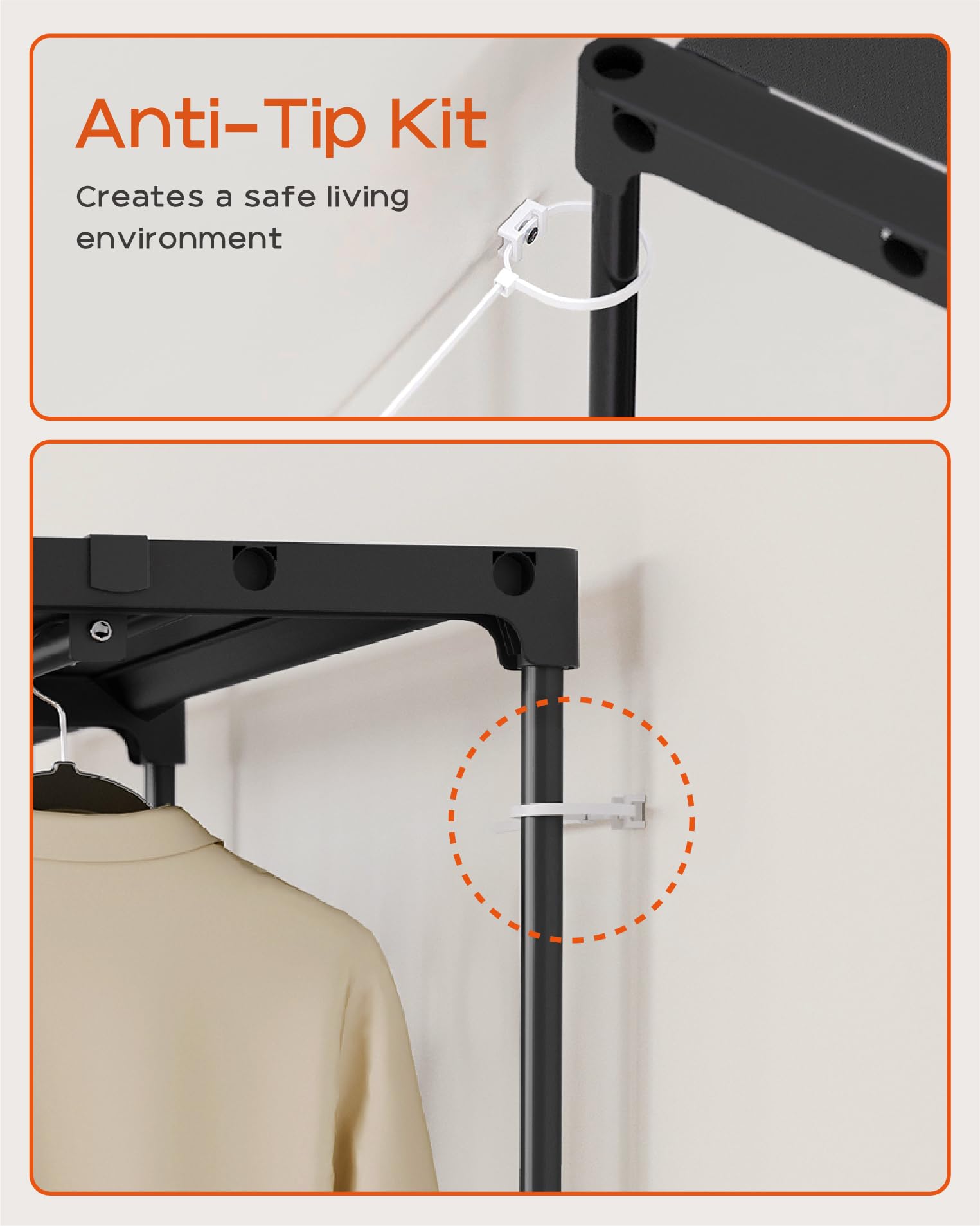 改Clothes Rack, Portable Closet, 80.7 Inch Extra Large Capacity Wardrobe Closet, Clothes Storage Organizer with Shelves and 5 Hanging Rods, Easy to Assembly, Black PCT036B01