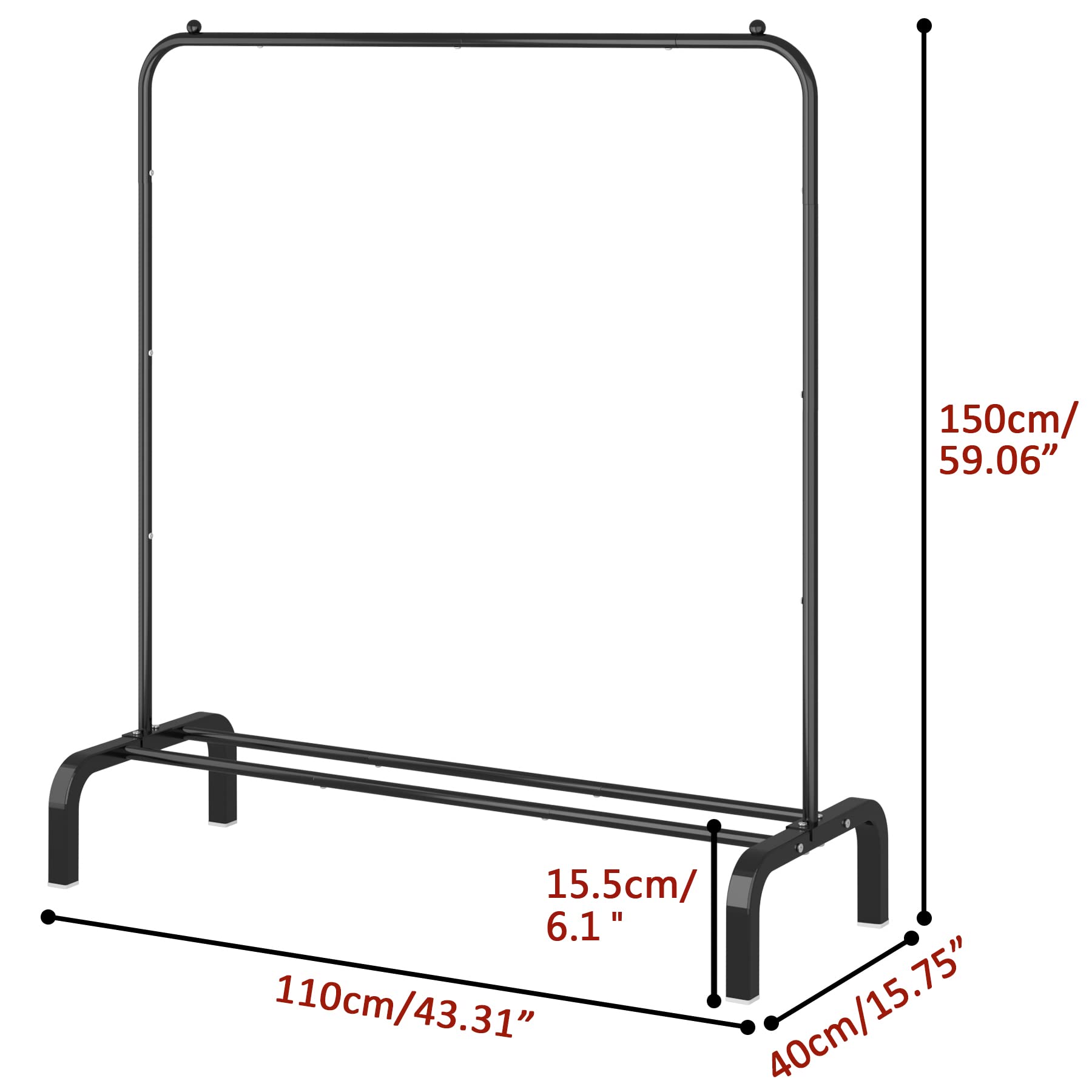 改Clothes Rack Metal Clothing Rack with Bottom Shelf Garment Rack for Hanging Clothes Shirts Jeans and Coats Black