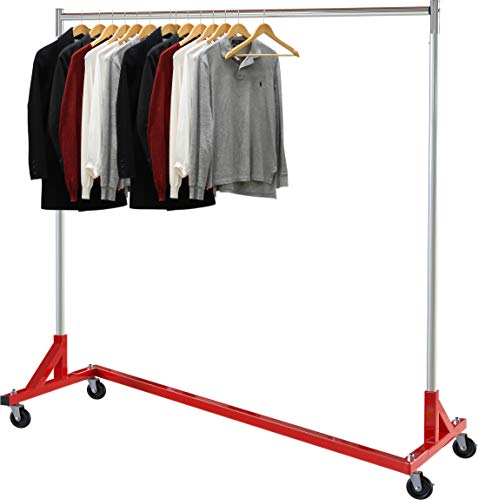 Industrial Grade Z-Base Garment Rack, 400lb Load with 62in extra long bar