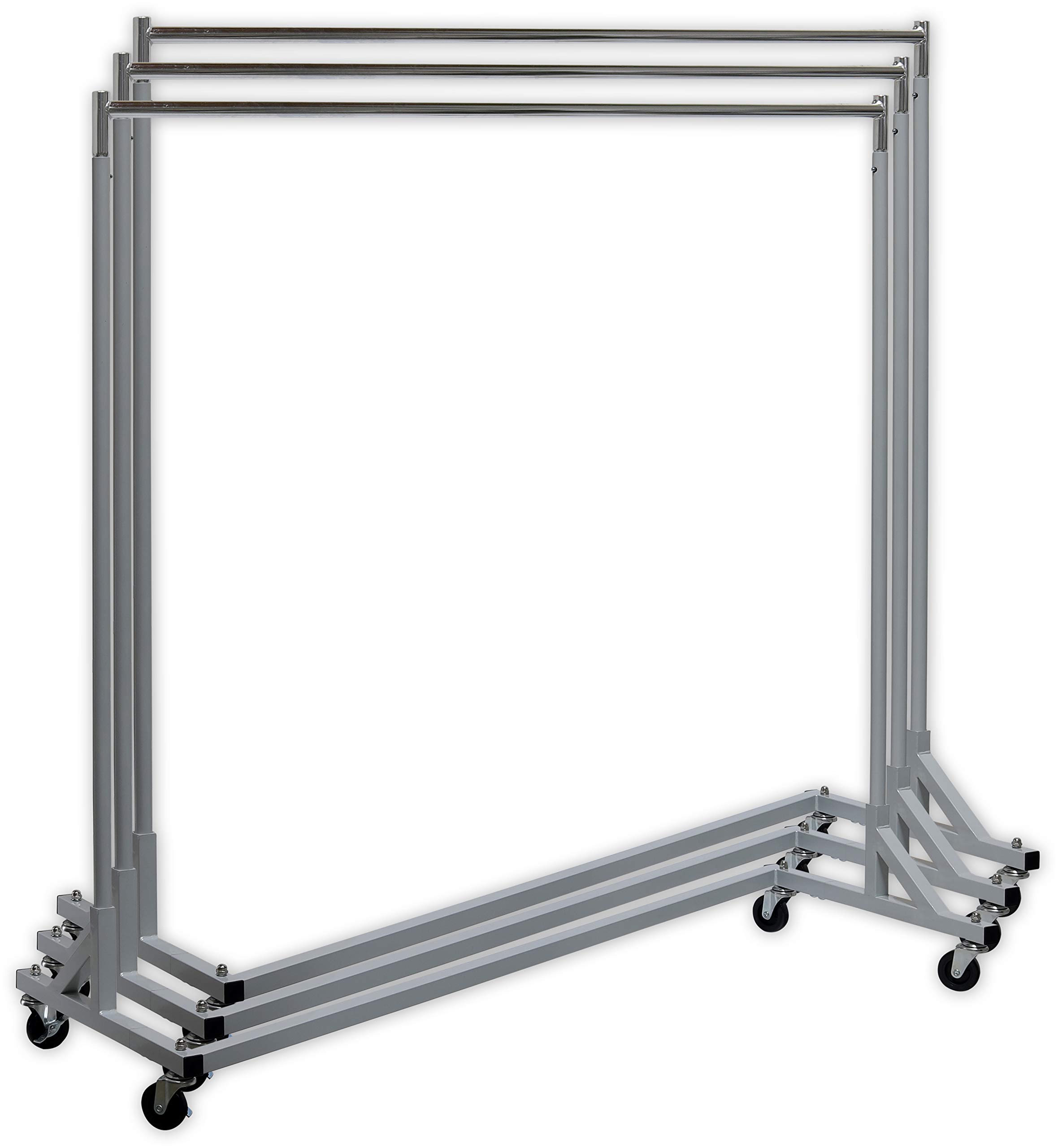改Simple Houseware Industrial Grade Z-Base Garment Rack, 400lb Load with 62in extra long bar