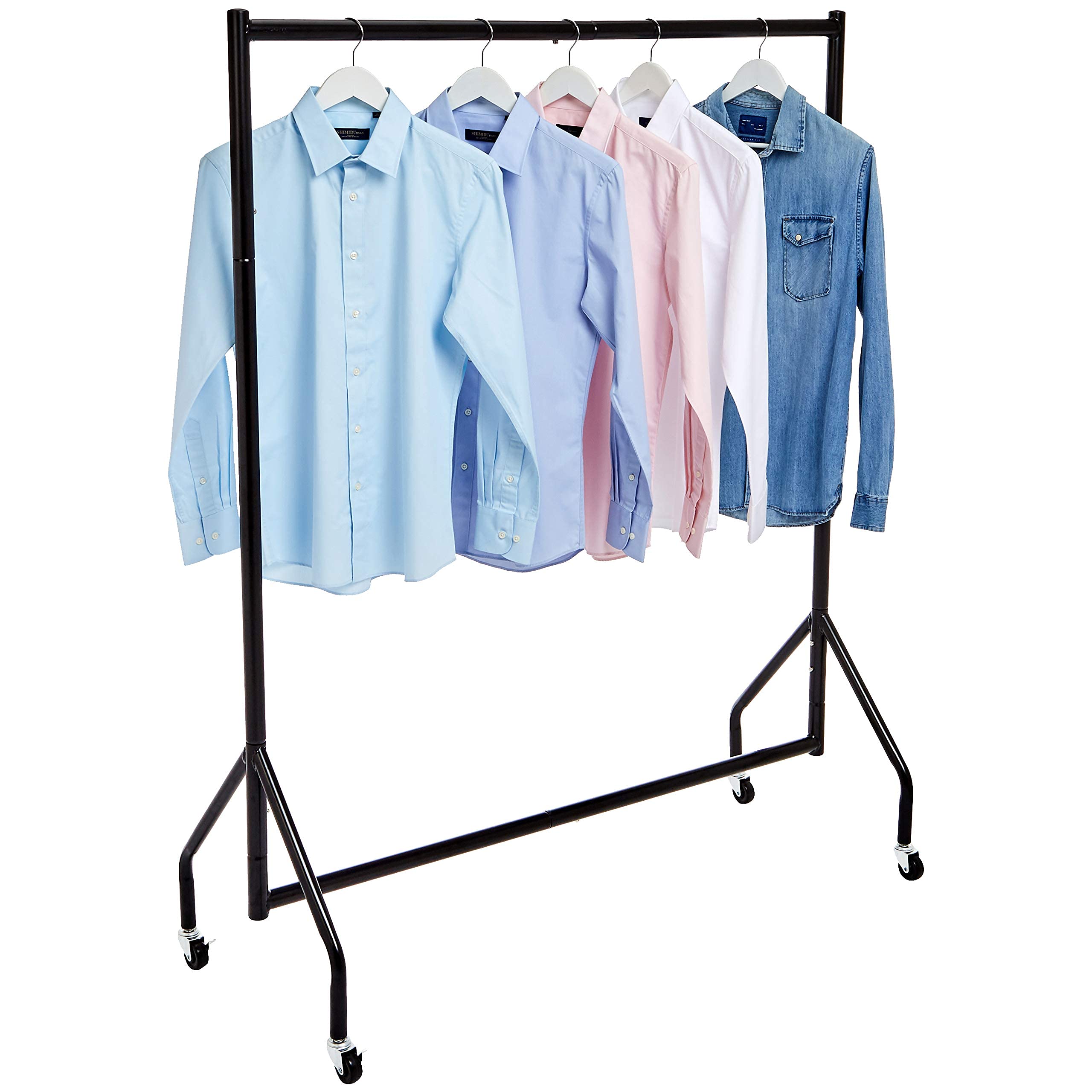 改Amazon Basics Heavy Duty Rolling Garment Rack, Hanging Clothes Organizer Rail for Display and Storage, 1.82 x 1.52 m, Black