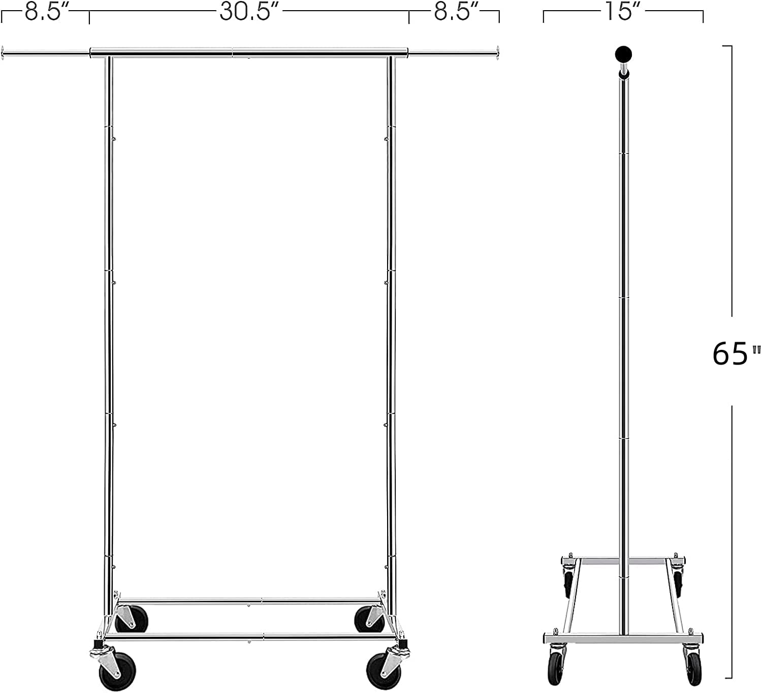 改Simple Trending Standard Rod Clothing Garment Rack, Rolling Clothes Organizer on Wheels for Hanging Clothes, Chrome
