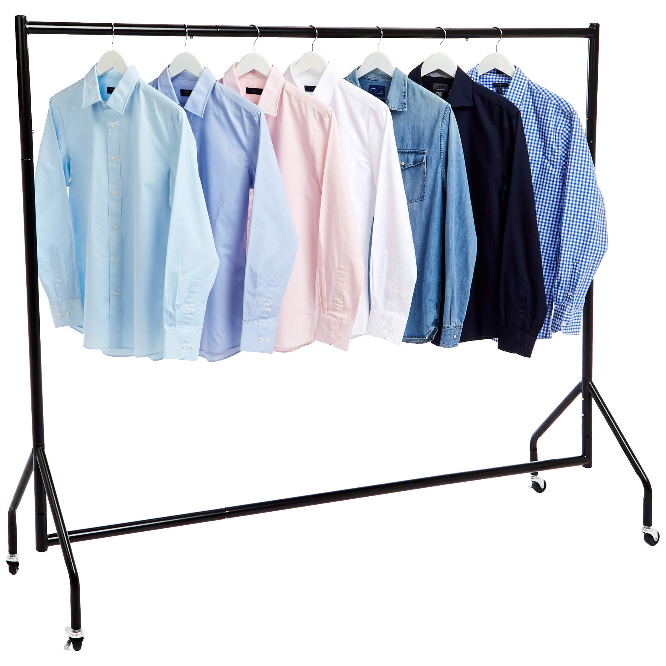 改Amazon Basics Heavy Duty Rolling Garment Rack, Hanging Clothes Organizer Rail for Display and Storage, 1.82 x 1.52 m, Black