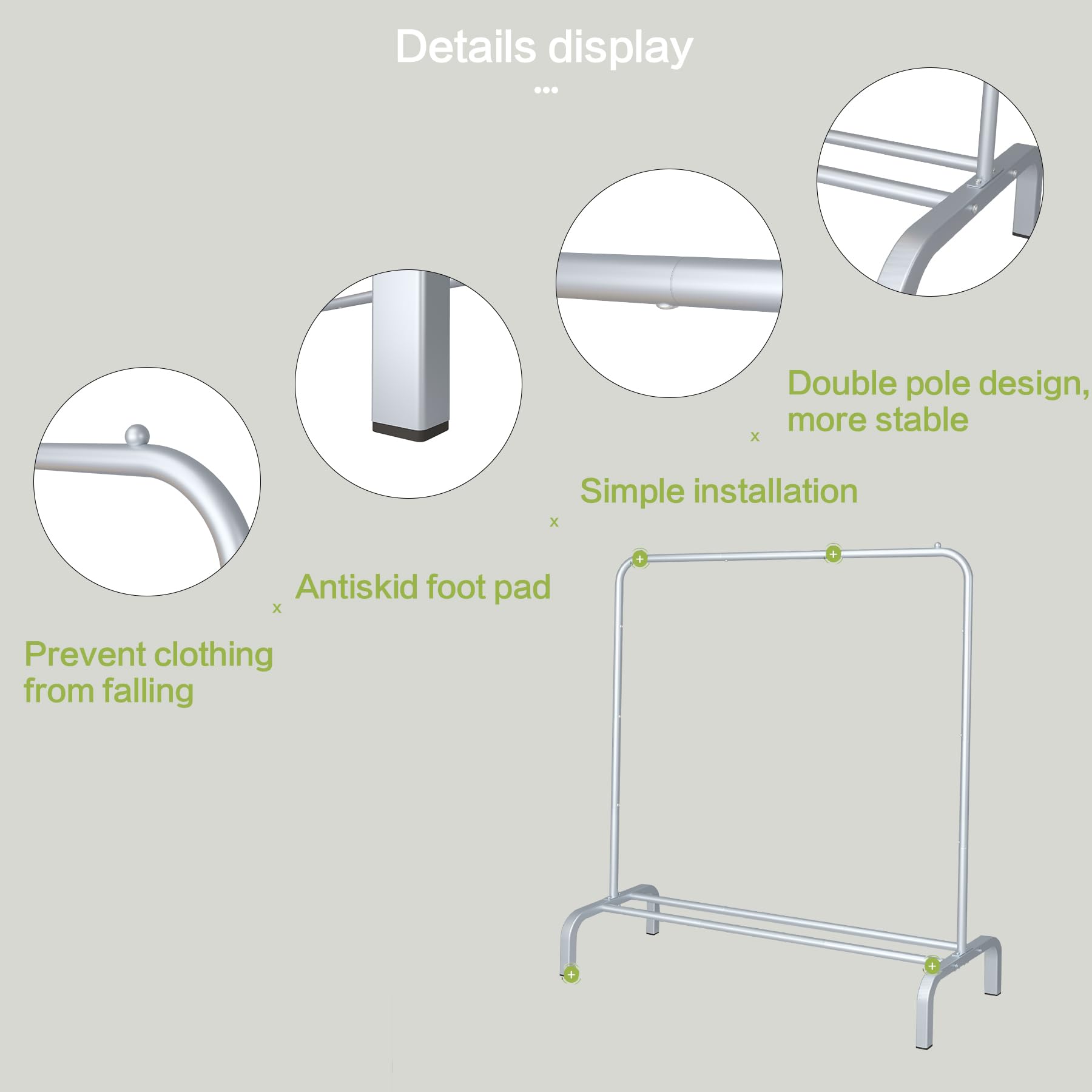 改JIUYOTREE Metal 43.3 Inches Garment Rack with Bottom Shelf Clothing Rack for Hanging Clothes Coats Skirts Shirts Sweaters Gold