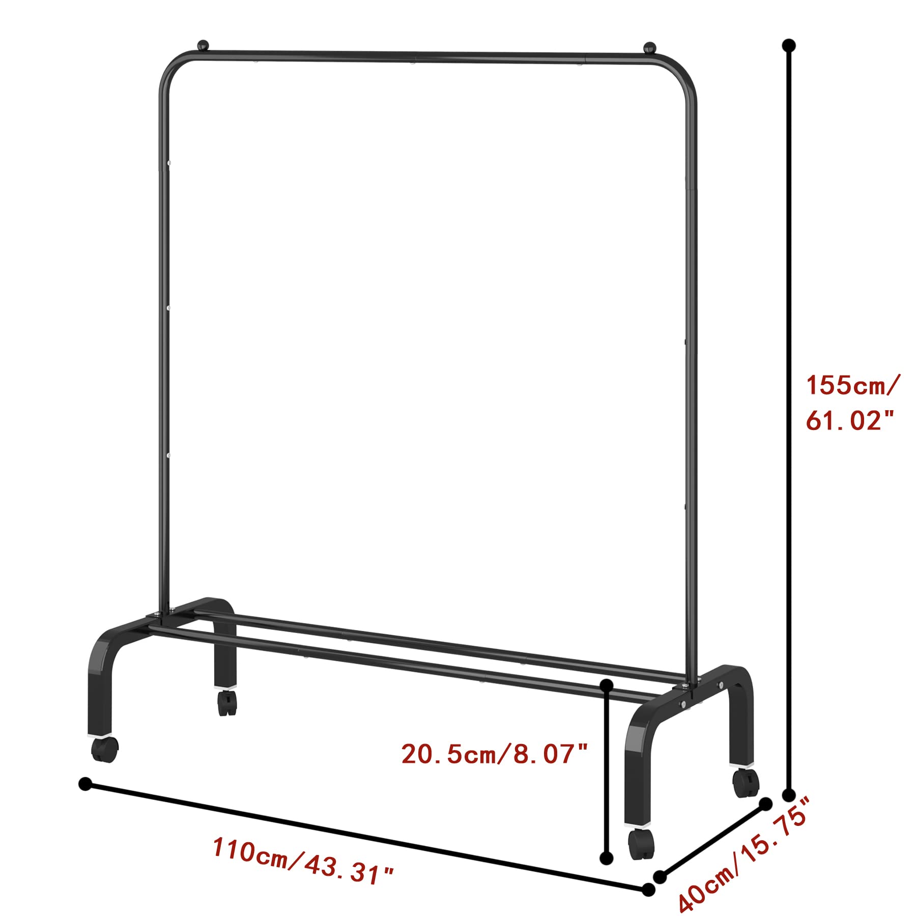 改Clothes Rack Metal Clothing Rack with Bottom Shelf Garment Rack for Hanging Clothes Shirts Jeans and Coats Black
