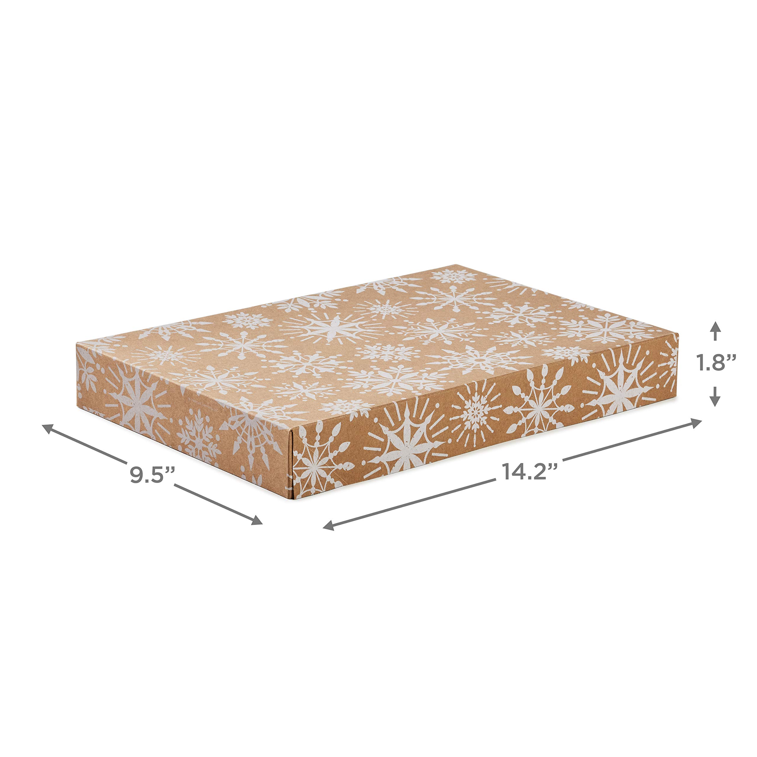 改Hallmark Medium Christmas Gift Boxes with Lids (12 Shirt Boxes, White Snowflakes and Stripes on Kraft) for Holiday Parties, Winter Weddings, Bridal Showers