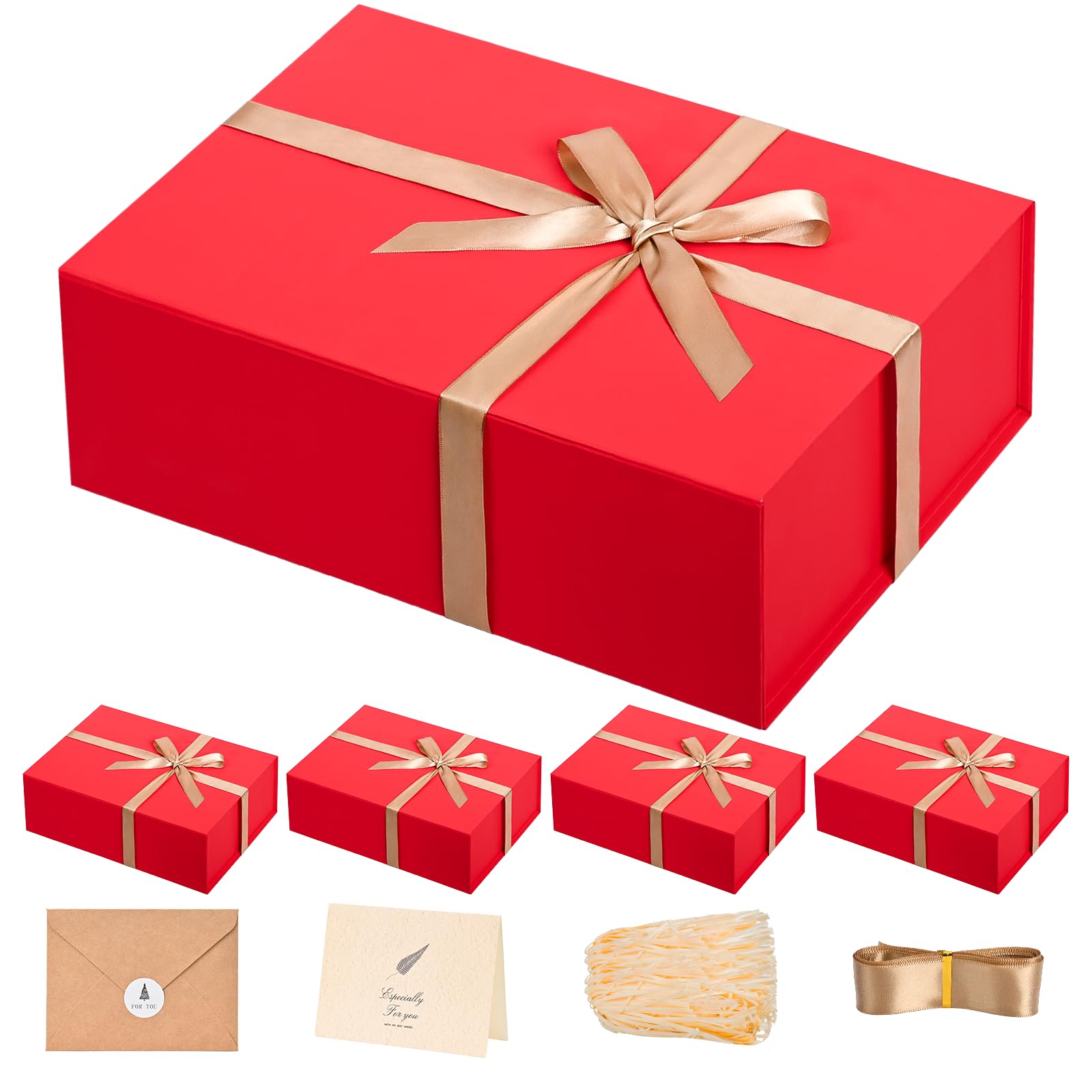 改LIFELUM Gift Box 13 x 10 x 5 inch Large Black Gift Box with Magnetic Lids for Christmas Gifts Box Contains Card, Ribbon, Shredded Paper Filler Birthday Gift Packging (1 Pcs)