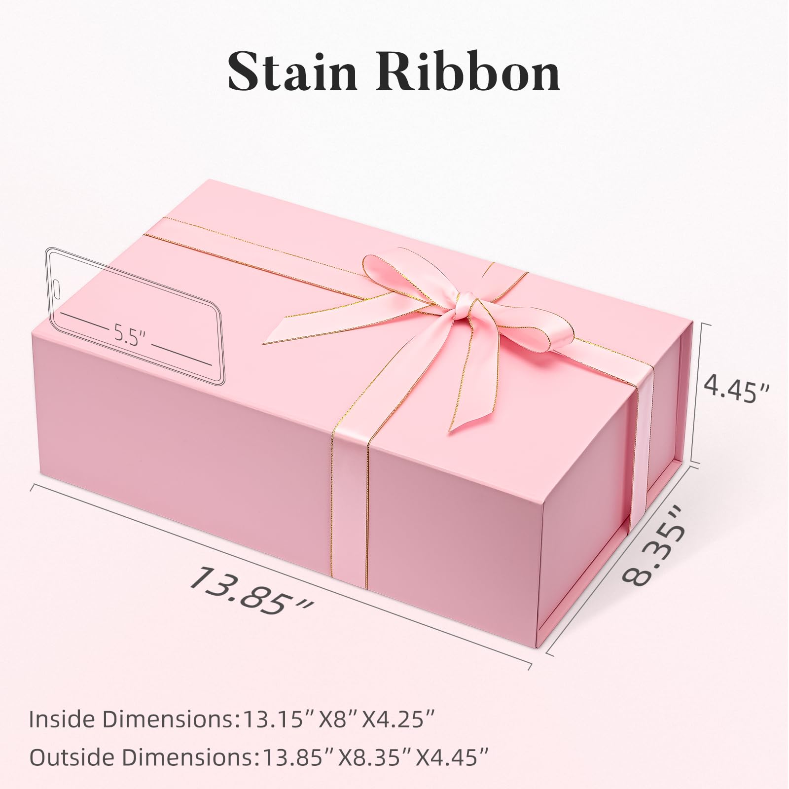 Gift Box 13 x 10 x 5 inch Large Black Gift Box with Magnetic Lids for Christmas Gifts Box Contains Card, Ribbon, Shredded Paper Filler Birthday Gift Packging (1 Pcs)