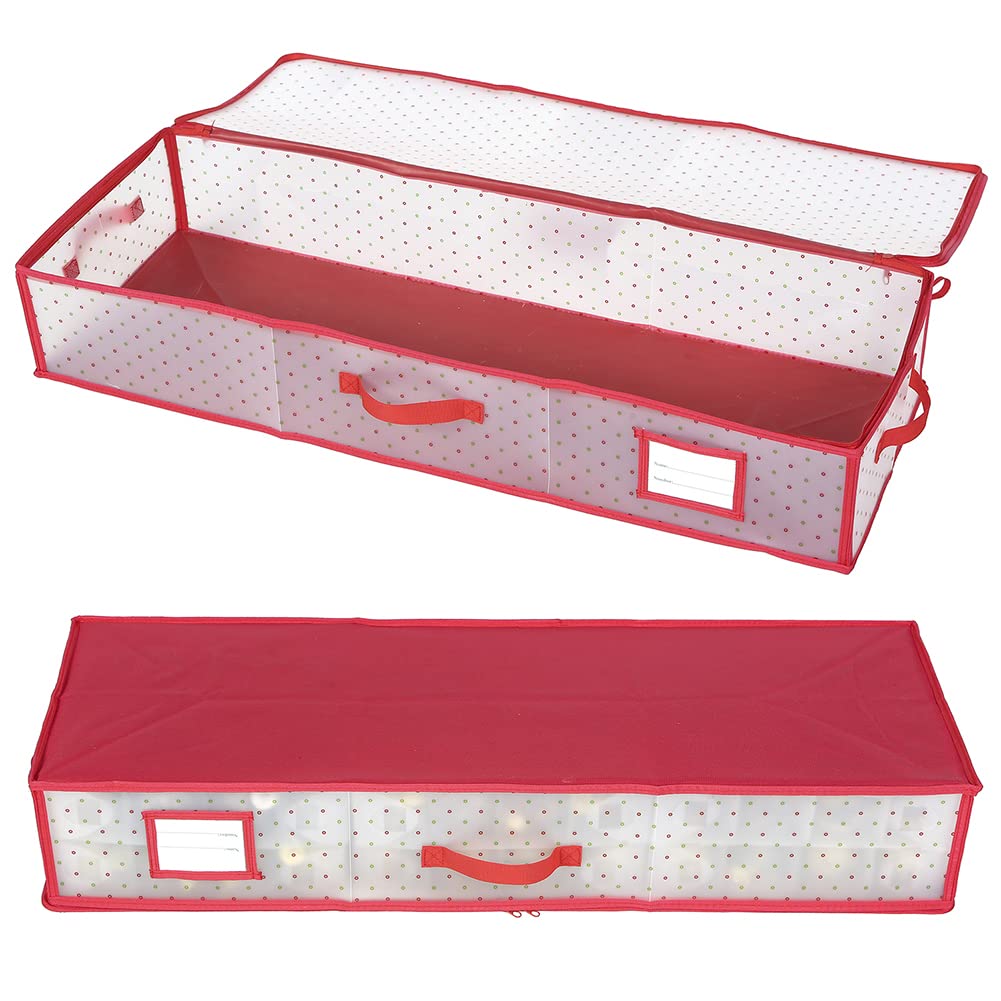 改Sattiyrch Plastic Christmas Ornament Storage Box with Dual Zipper Closure - Box Contributes Slots for 128 Holiday Ornaments 3 Inch - Keeps 128 Xmas Holiday Ornaments (128)