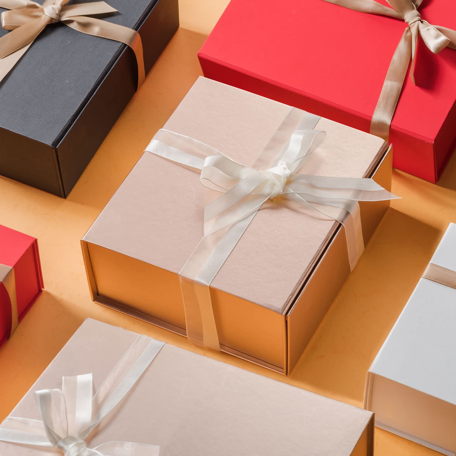 Gift Box 13 x 10 x 5 inch Large Black Gift Box with Magnetic Lids for Christmas Gifts Box Contains Card, Ribbon, Shredded Paper Filler Birthday Gift Packging (1 Pcs)