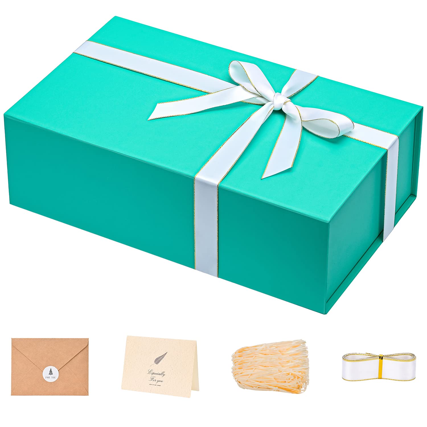 Gift Box 13 x 10 x 5 inch Large Black Gift Box with Magnetic Lids for Christmas Gifts Box Contains Card, Ribbon, Shredded Paper Filler Birthday Gift Packging (1 Pcs)