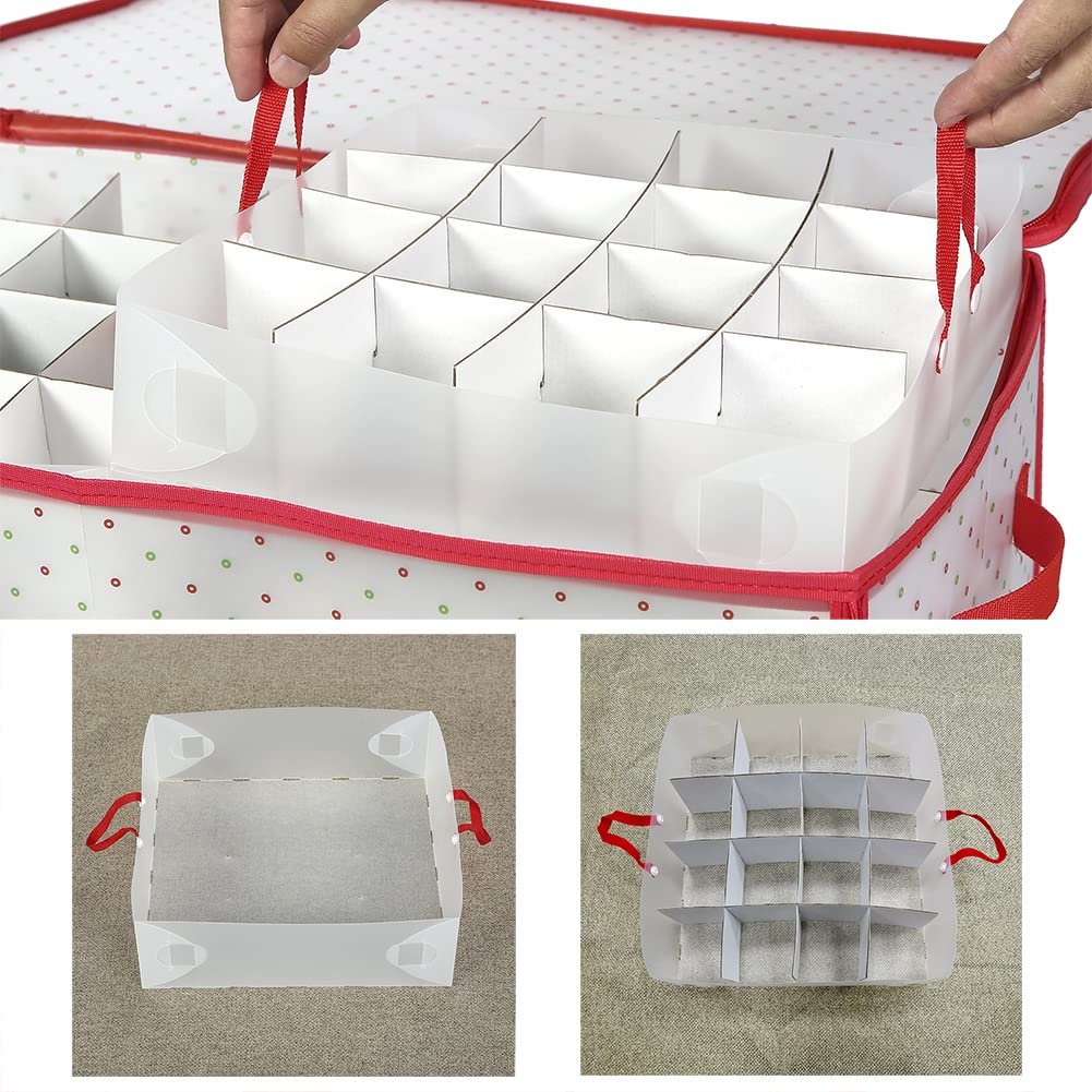 改Sattiyrch Plastic Christmas Ornament Storage Box with Dual Zipper Closure - Box Contributes Slots for 128 Holiday Ornaments 3 Inch - Keeps 128 Xmas Holiday Ornaments (128)
