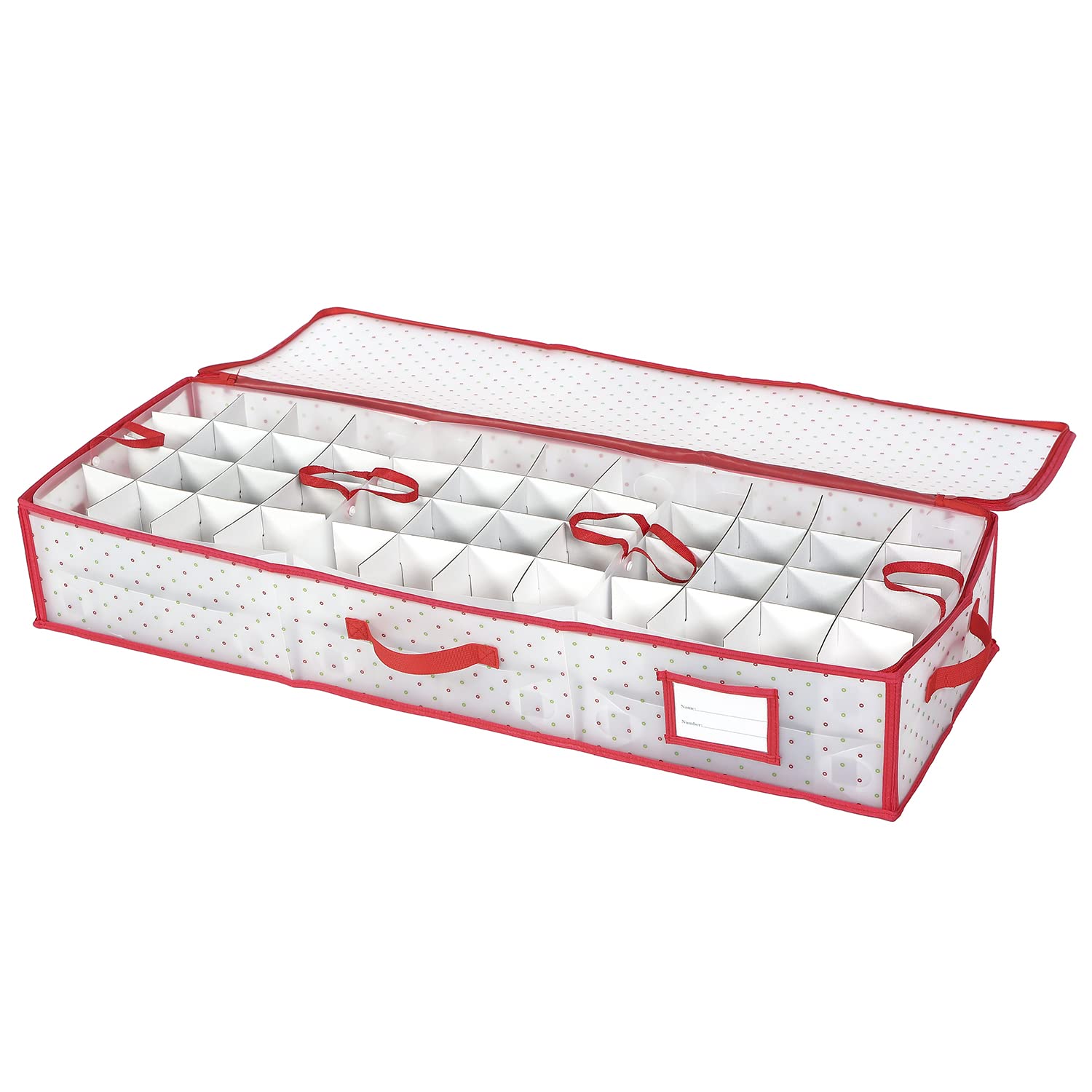 改Sattiyrch Plastic Christmas Ornament Storage Box with Dual Zipper Closure - Box Contributes Slots for 128 Holiday Ornaments 3 Inch - Keeps 128 Xmas Holiday Ornaments (128)