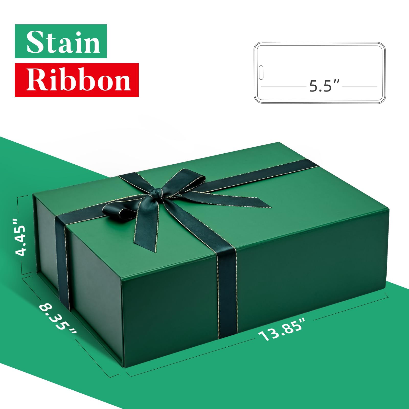 Gift Box 13 x 10 x 5 inch Large Black Gift Box with Magnetic Lids for Christmas Gifts Box Contains Card, Ribbon, Shredded Paper Filler Birthday Gift Packging (1 Pcs)