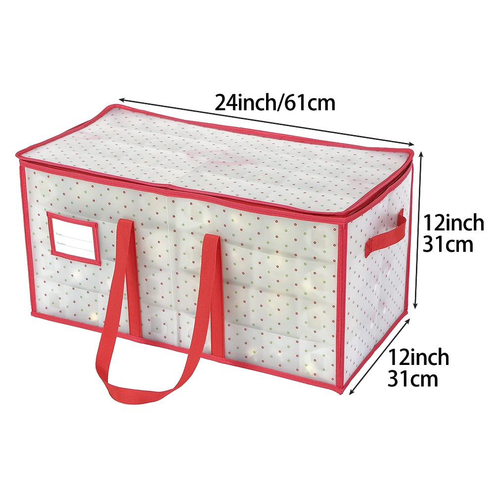 改Sattiyrch Plastic Christmas Ornament Storage Box with Dual Zipper Closure - Box Contributes Slots for 128 Holiday Ornaments 3 Inch - Keeps 128 Xmas Holiday Ornaments (128)